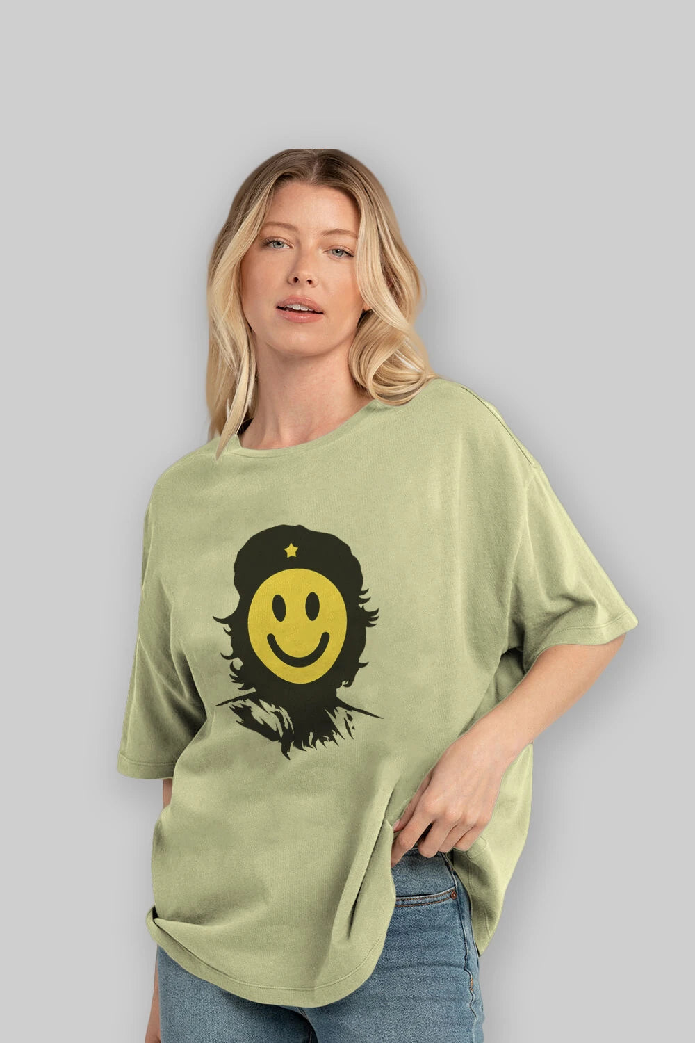 Che Smile Ön Baskılı Oversize t-shirt %100 pamuk Erkek Kadın Unisex