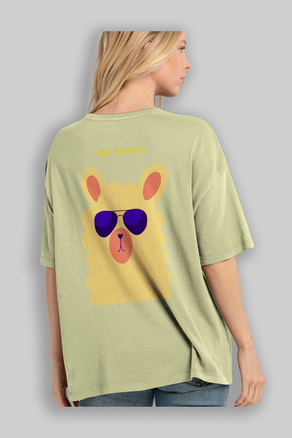 No Drama Yazılı Lama Arka Baskılı Oversize t-shirt Erkek Kadın Unisex