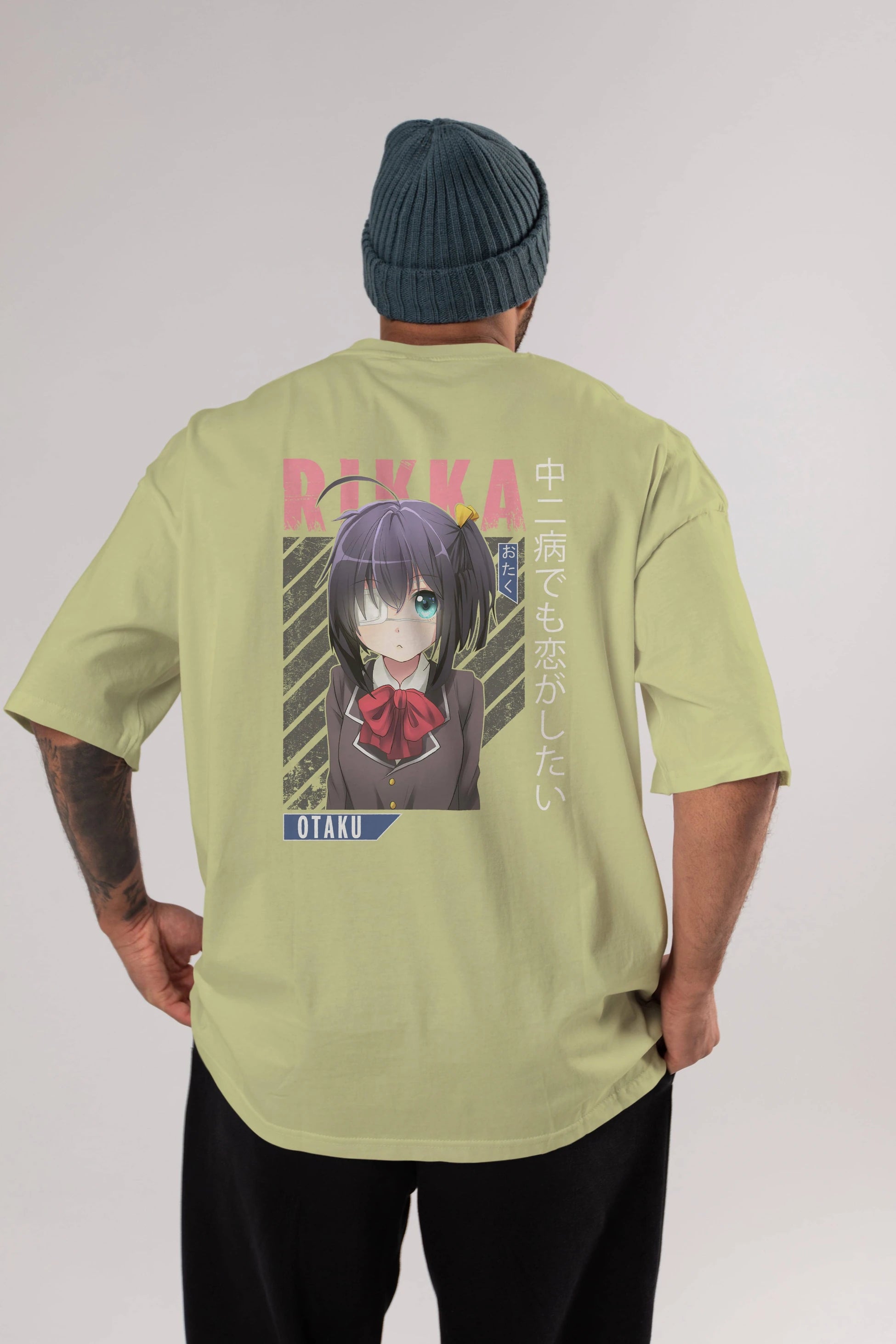 Rikka Takanashi 9 Anime Arka Baskılı Oversize t-shirt Erkek Kadın Unisex