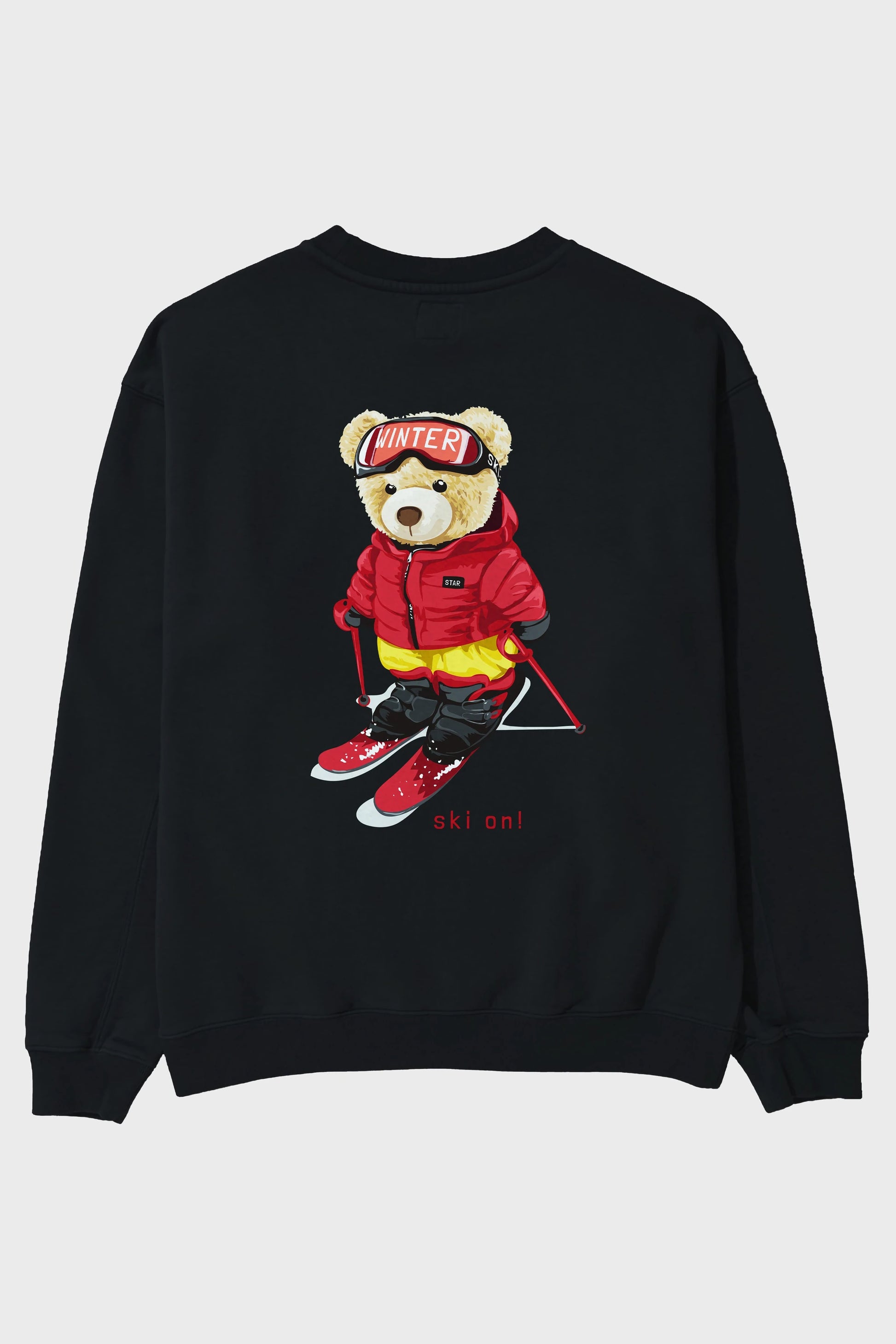 Teddy Bear Ski On Arka Baskılı Oversize Sweatshirt Erkek Kadın Unisex