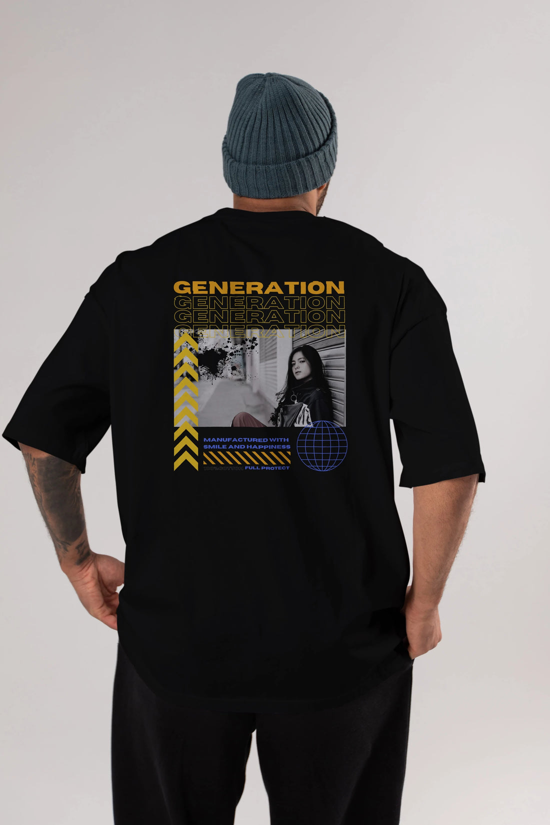 Generation Yazılı Arka Baskılı Oversize t-shirt Erkek Kadın Unisex
