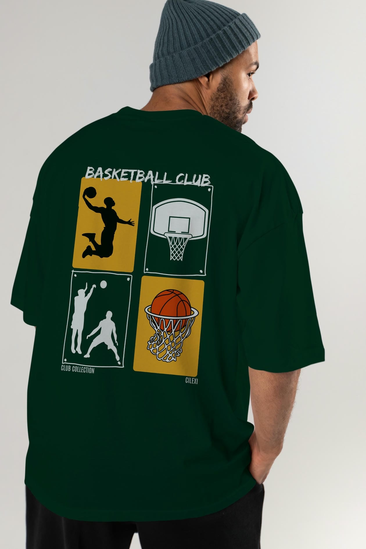 Basketball Club Arka Baskılı Oversize t-shirt Erkek Kadın %100 Pamuk Bisiklet Yaka tişort