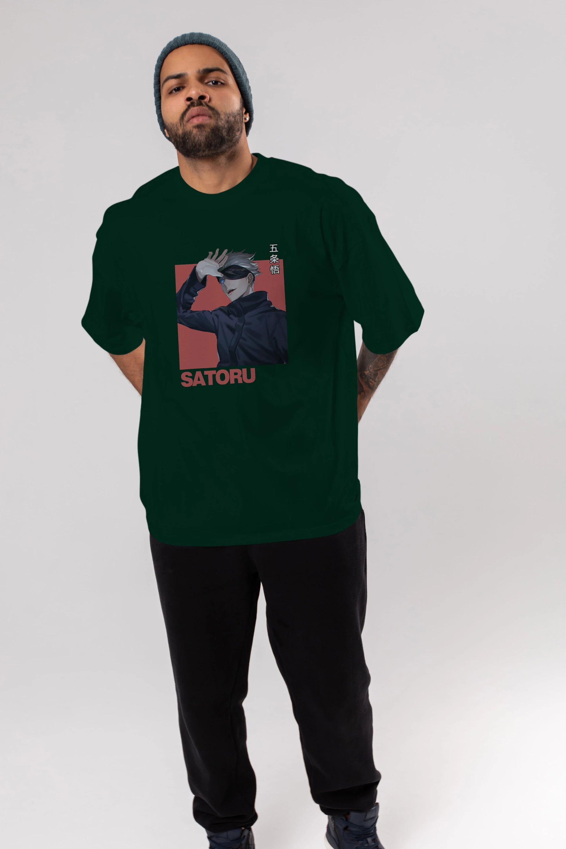 SATORU GOJO 2 Anime Ön Baskılı Oversize t-shirt %100 pamuk Erkek Kadın Unisex