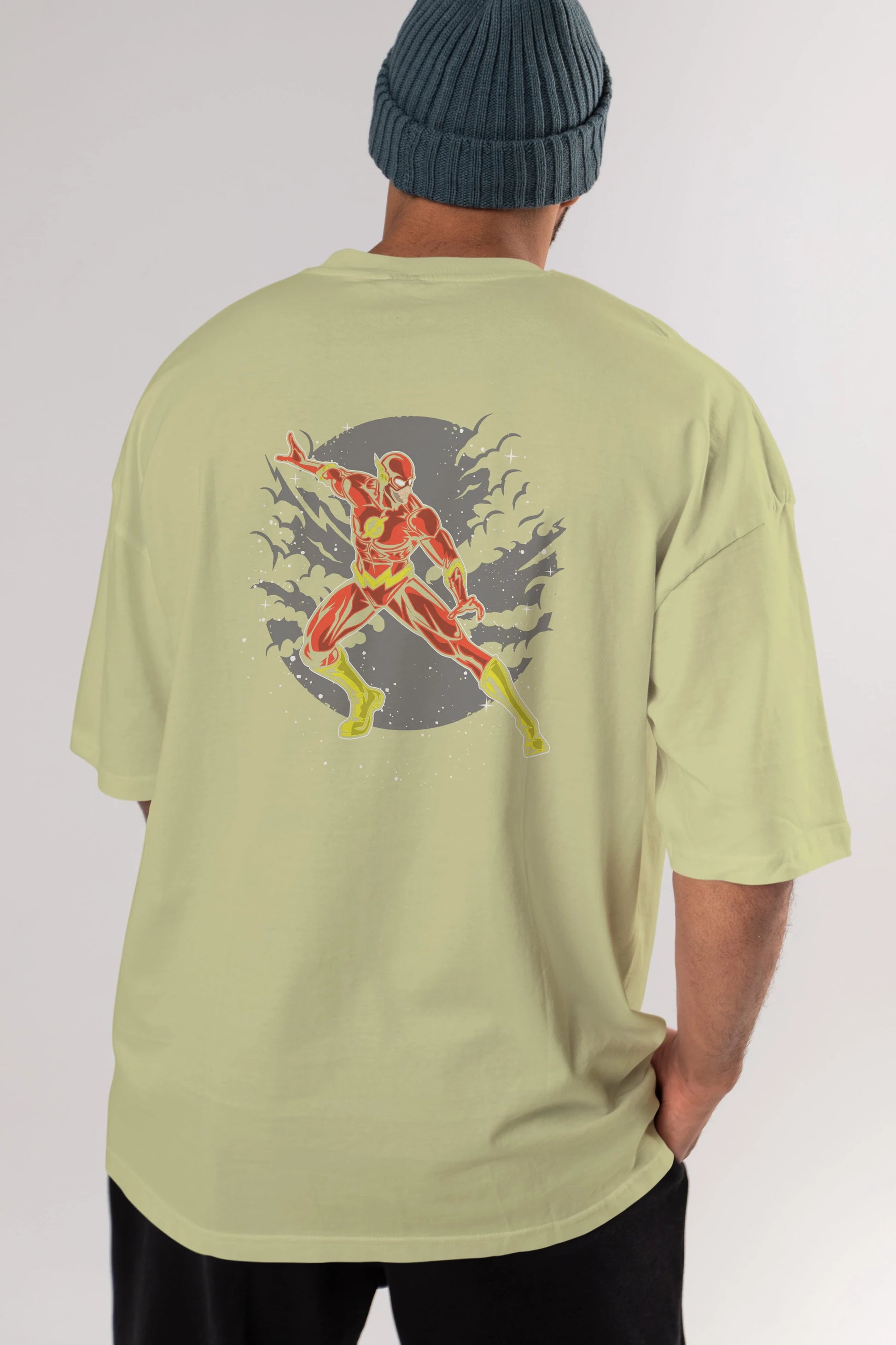 The Flash Arka Baskılı Oversize t-shirt Erkek Kadın Unisex %100 Pamuk