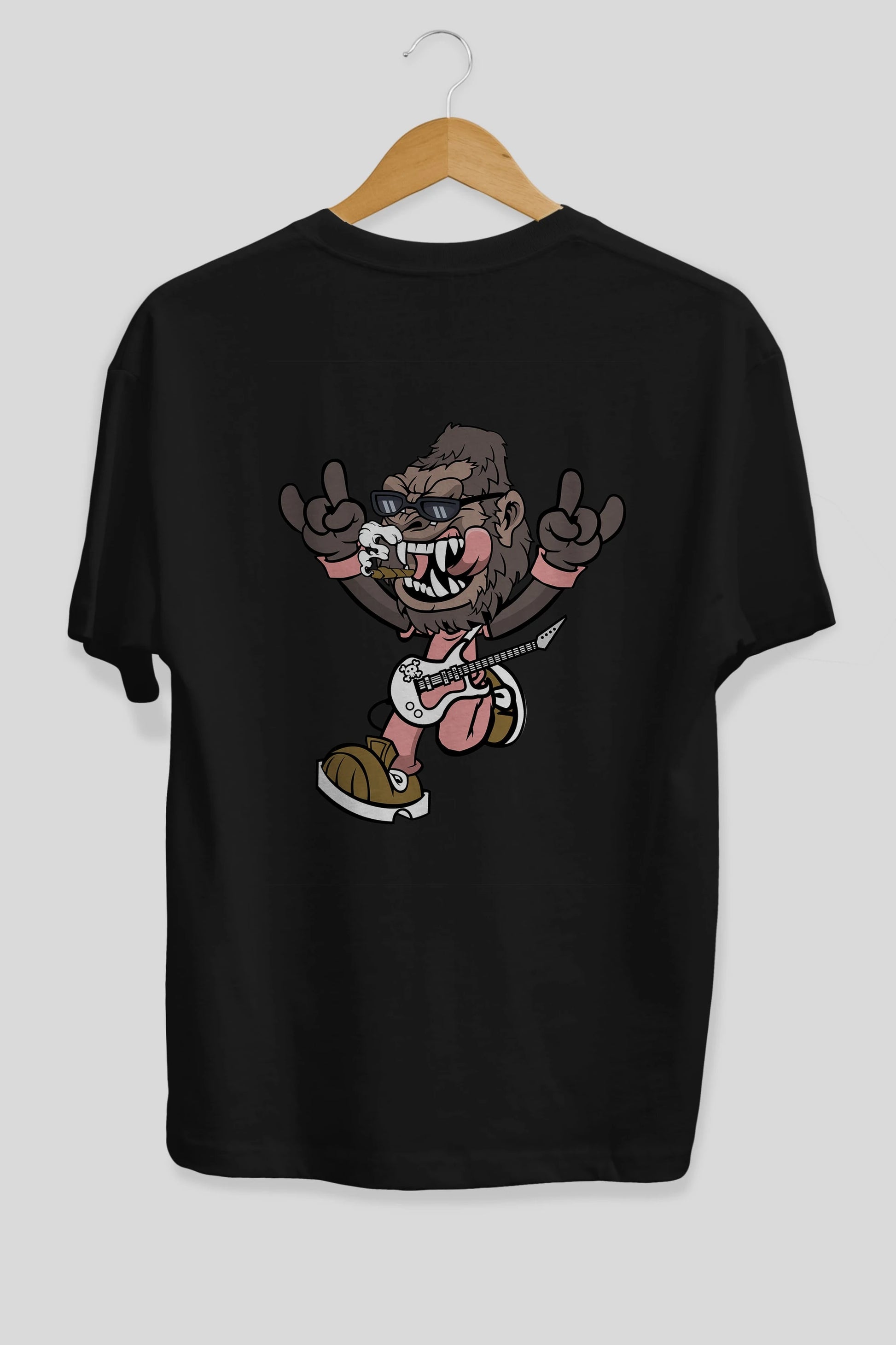 Gorilla Metal Arka Baskılı Oversize t-shirt Erkek Kadın Unisex %100 Pamuk tişort