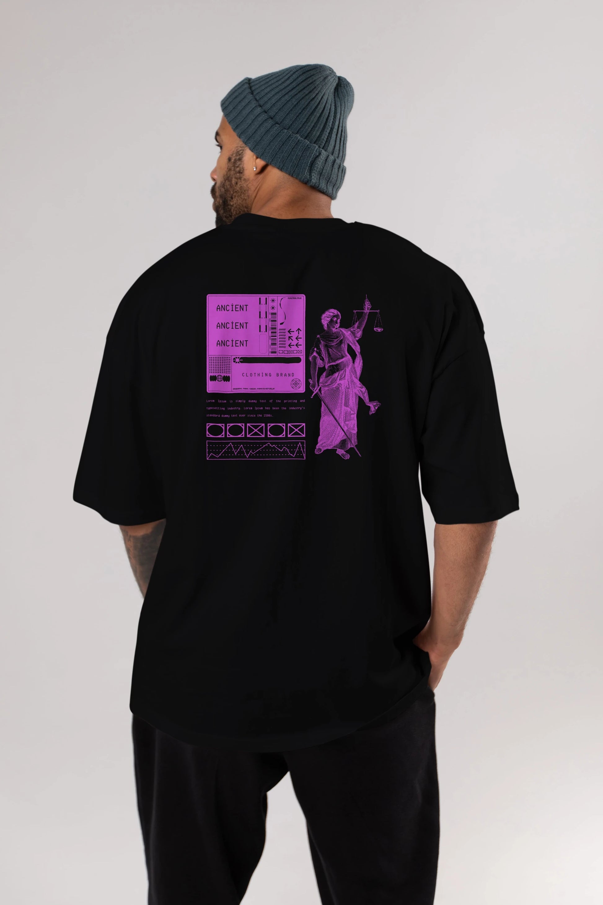 Ancient Streetwear Arka Baskılı Oversize t-shirt Erkek Kadın Unisex