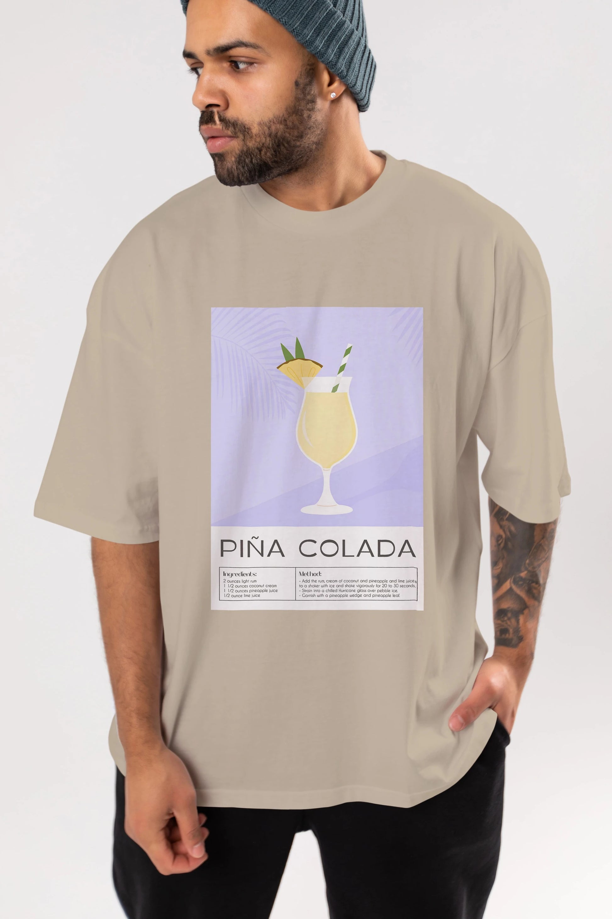 PIna Colada 6 Ön Baskılı Oversize t-shirt Erkek Kadın Unisex %100 Pamuk Bisiklet Yaka tişort