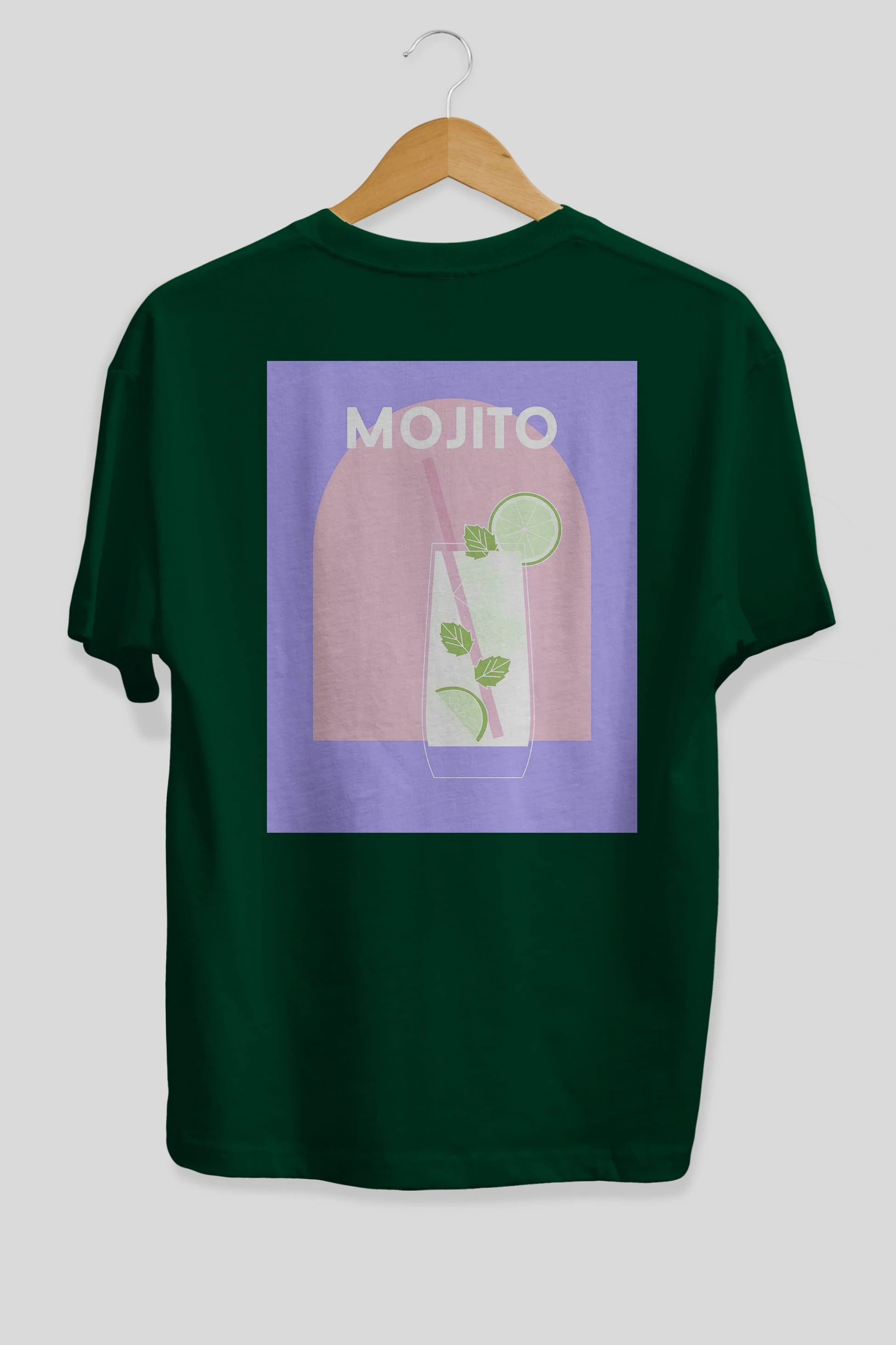 Mojito 2 Arka Baskılı Oversize t-shirt Erkek Kadın Unisex %100 Pamuk Bisiklet Yaka tişort