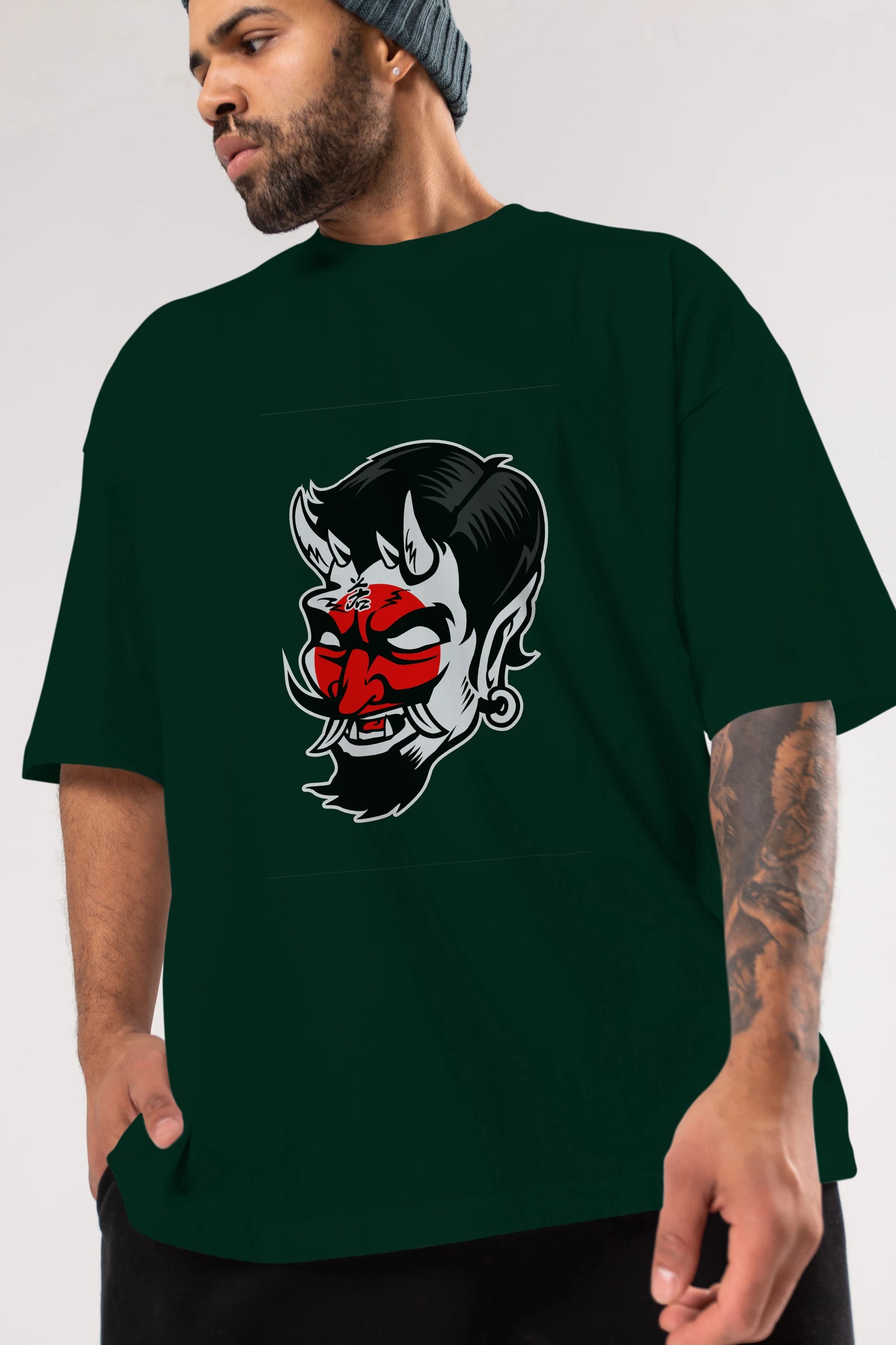Japanese Devil Ön Baskılı Oversize t-shirt Erkek Kadın Unisex %100 Pamuk tişort