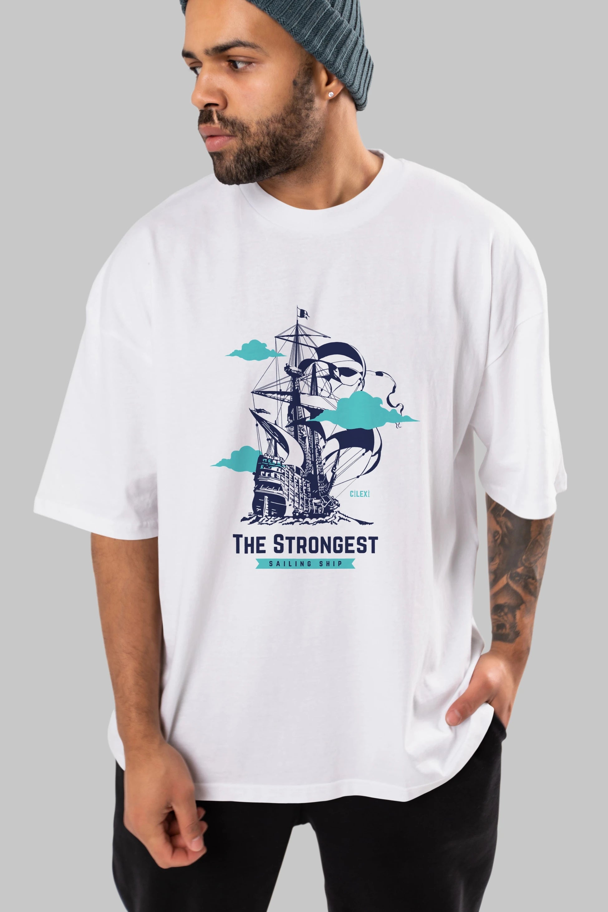 The Strongest Yazılı Ön Baskılı Oversize t-shirt Erkek Kadın Unisex