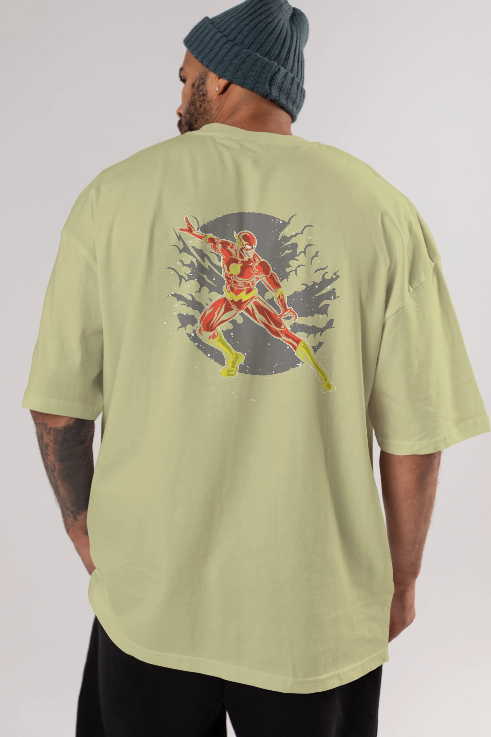 The Flash Arka Baskılı Oversize t-shirt Erkek Kadın Unisex %100 Pamuk