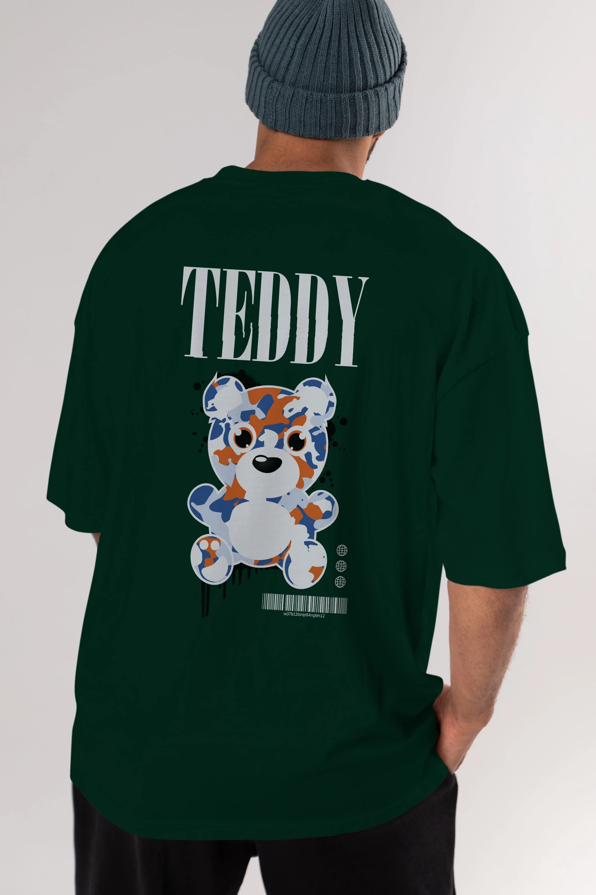 Teddy Bear Streetwear Arka Baskılı Oversize t-shirt Erkek Kadın Unisex
