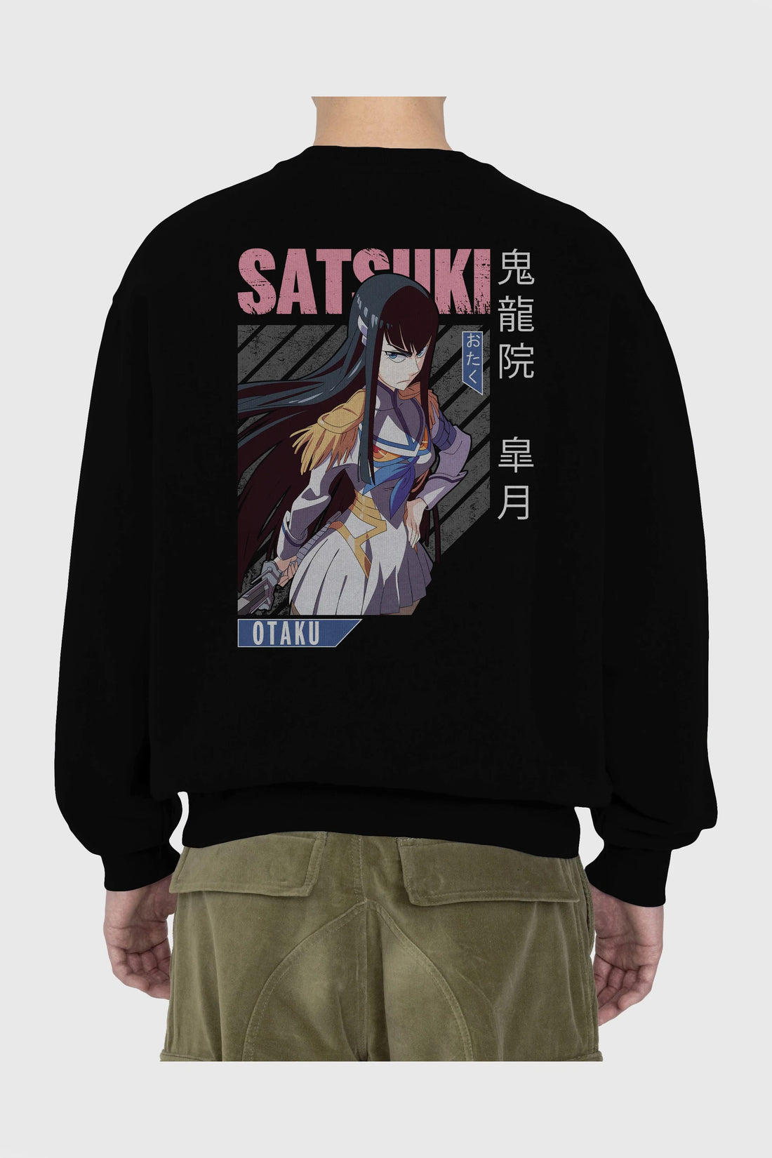 Satsuki Kiryuuin 8 Anime Arka Baskılı Oversize Sweatshirt Erkek Kadın Unisex