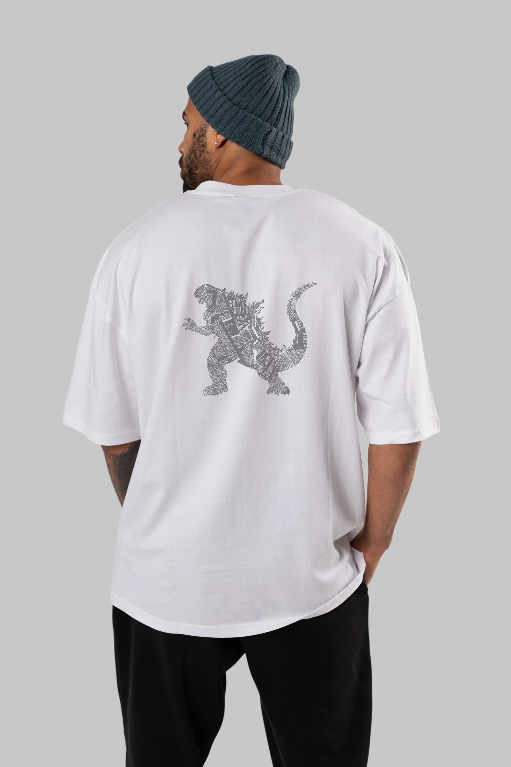 Kaiju Arka Baskılı Oversize t-shirt %100 pamuk Erkek Kadın Unisex