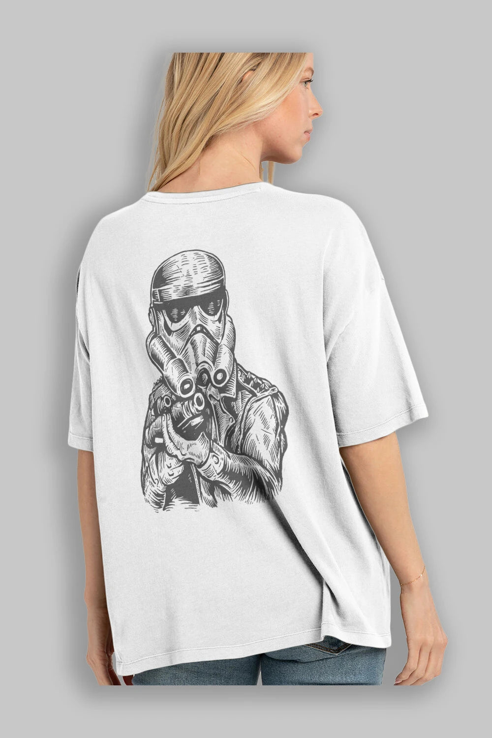 Punktrooper Arka Baskılı Oversize t-shirt Erkek Kadın Unisex %100 Pamuk
