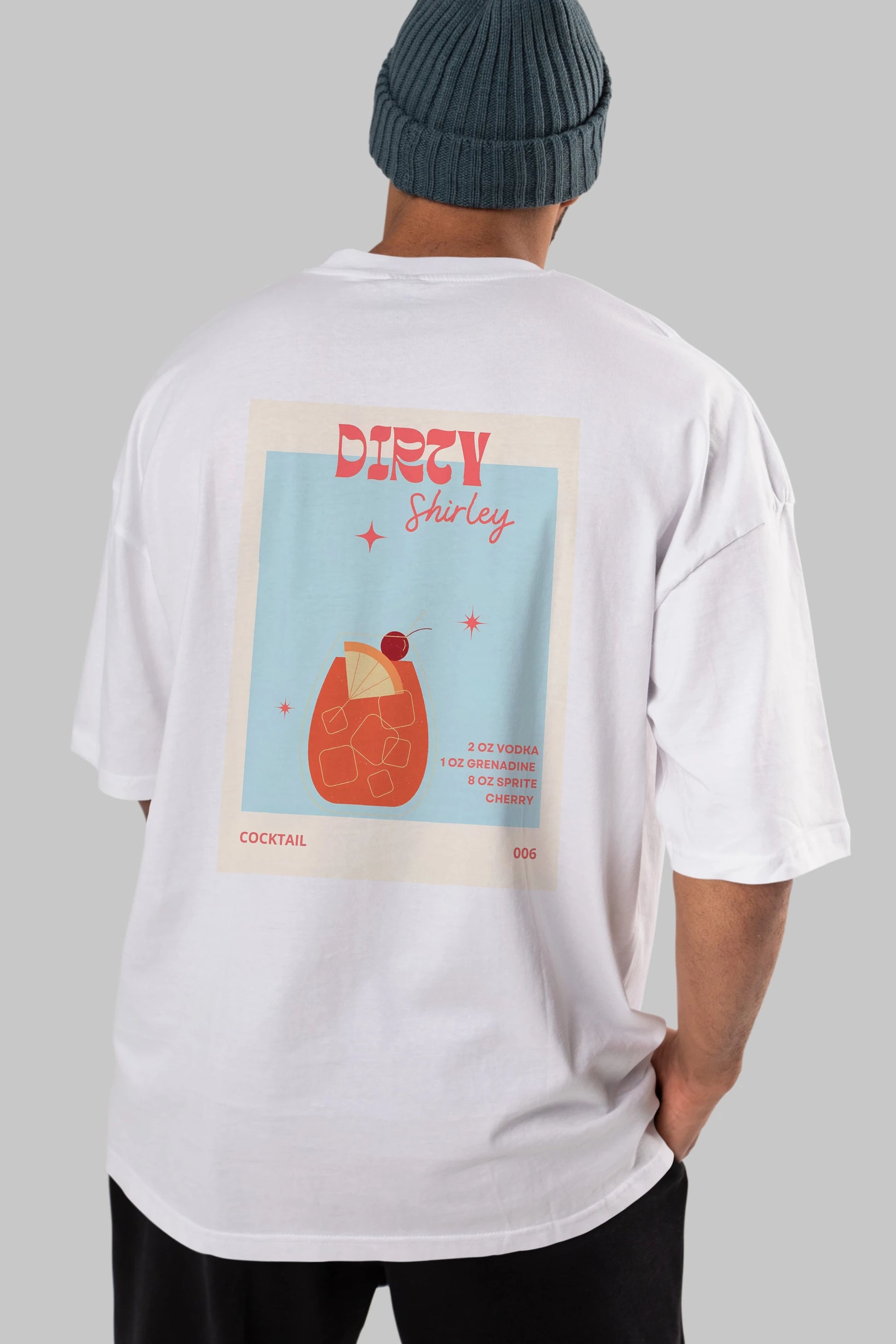 Dirty Shirley Arka Baskılı Oversize t-shirt Erkek Kadın Unisex %100 Pamuk Bisiklet Yaka tişort