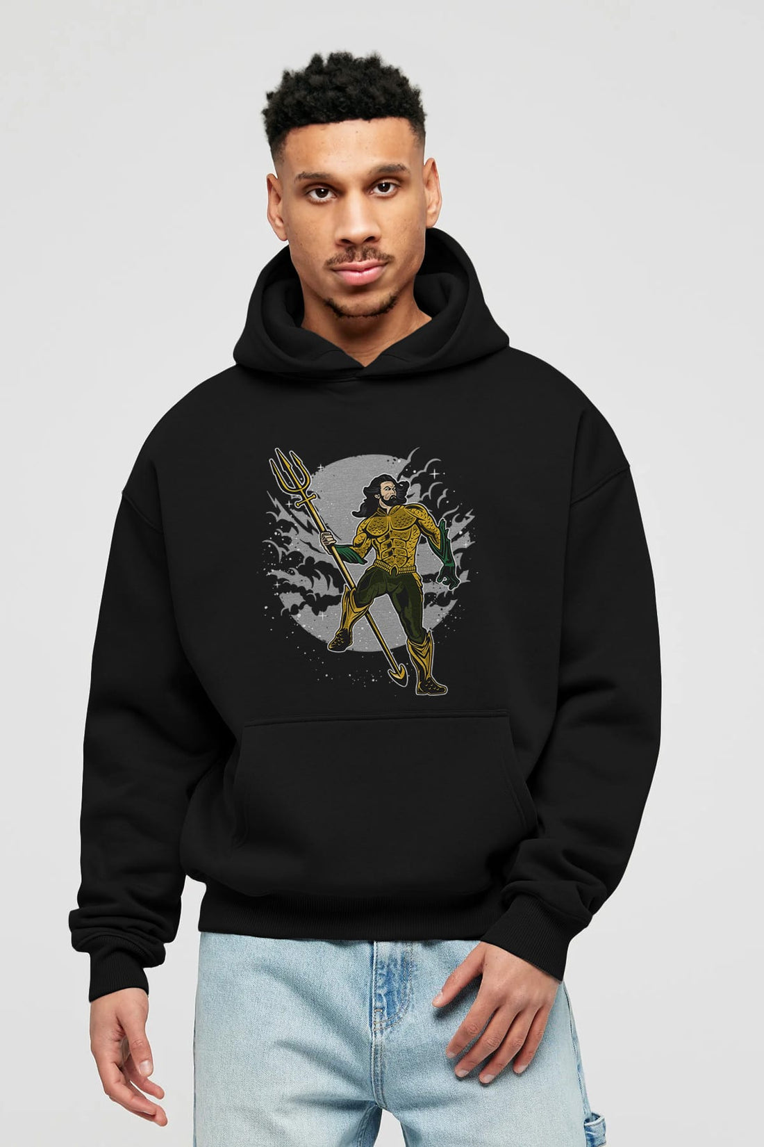 AQUAMAN Ön Baskılı Hoodie Oversize Kapüşonlu Sweatshirt Erkek Kadın Unisex