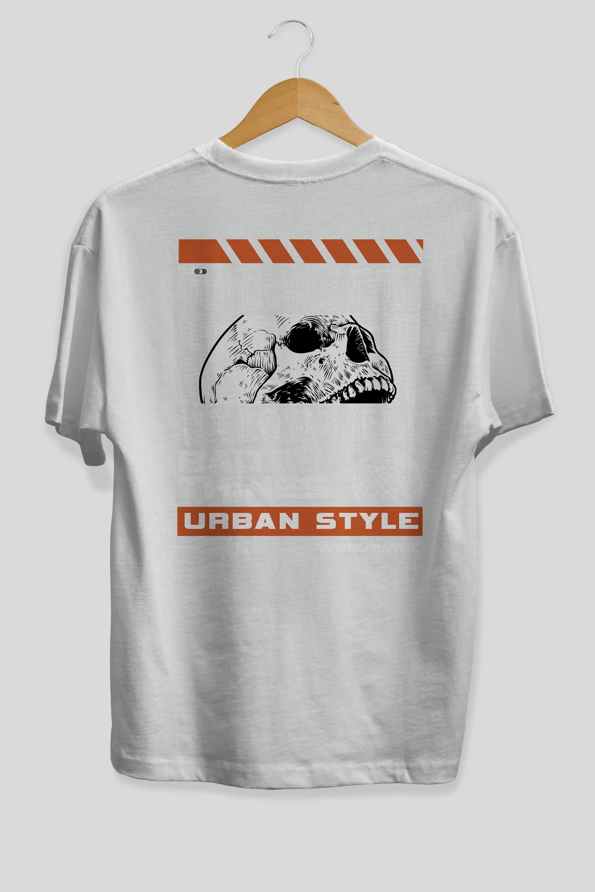 Hollow Shell Arka Baskılı Oversize t-shirt Erkek Kadın Unisex
