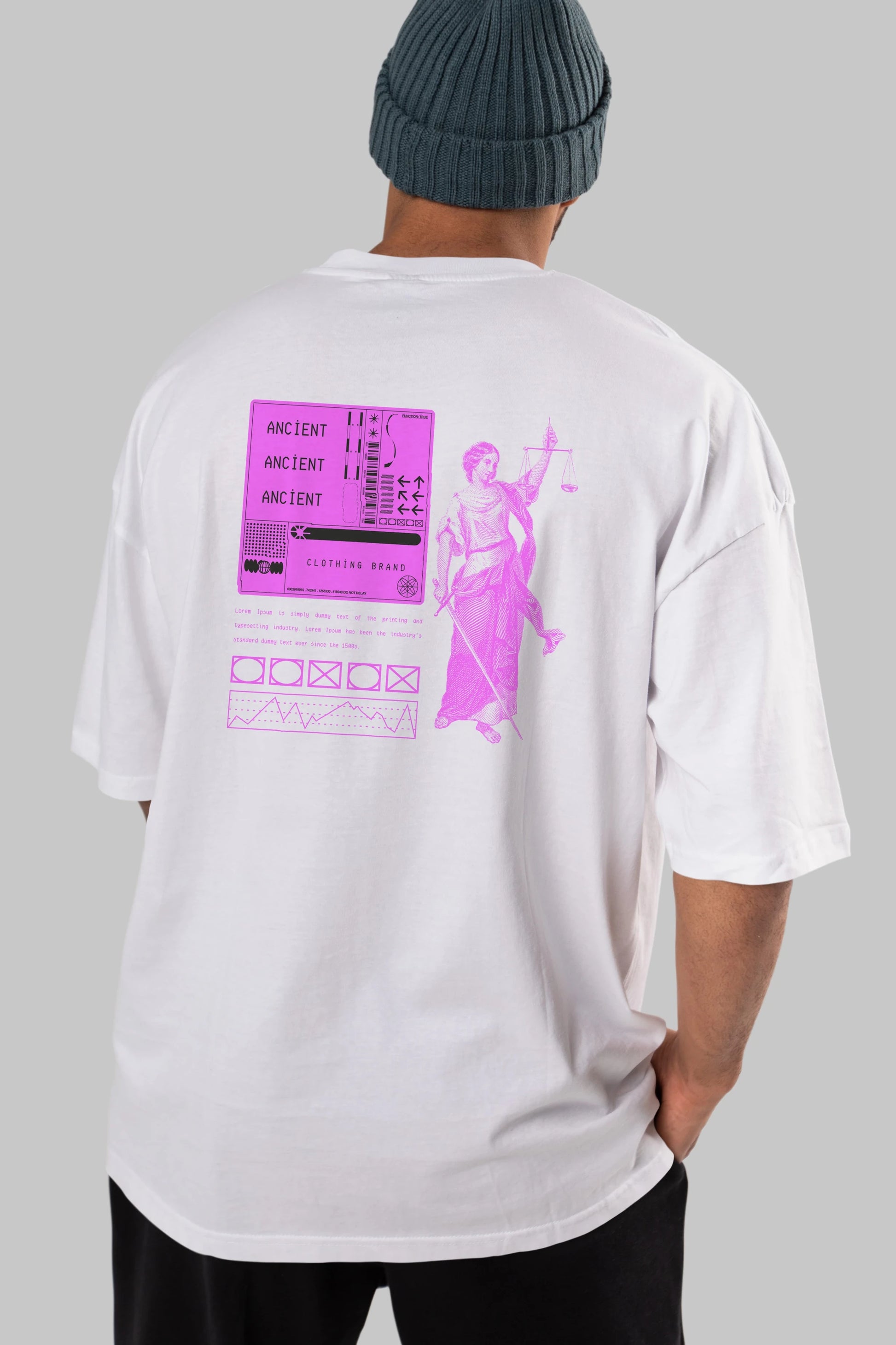 Ancient Streetwear Arka Baskılı Oversize t-shirt Erkek Kadın Unisex