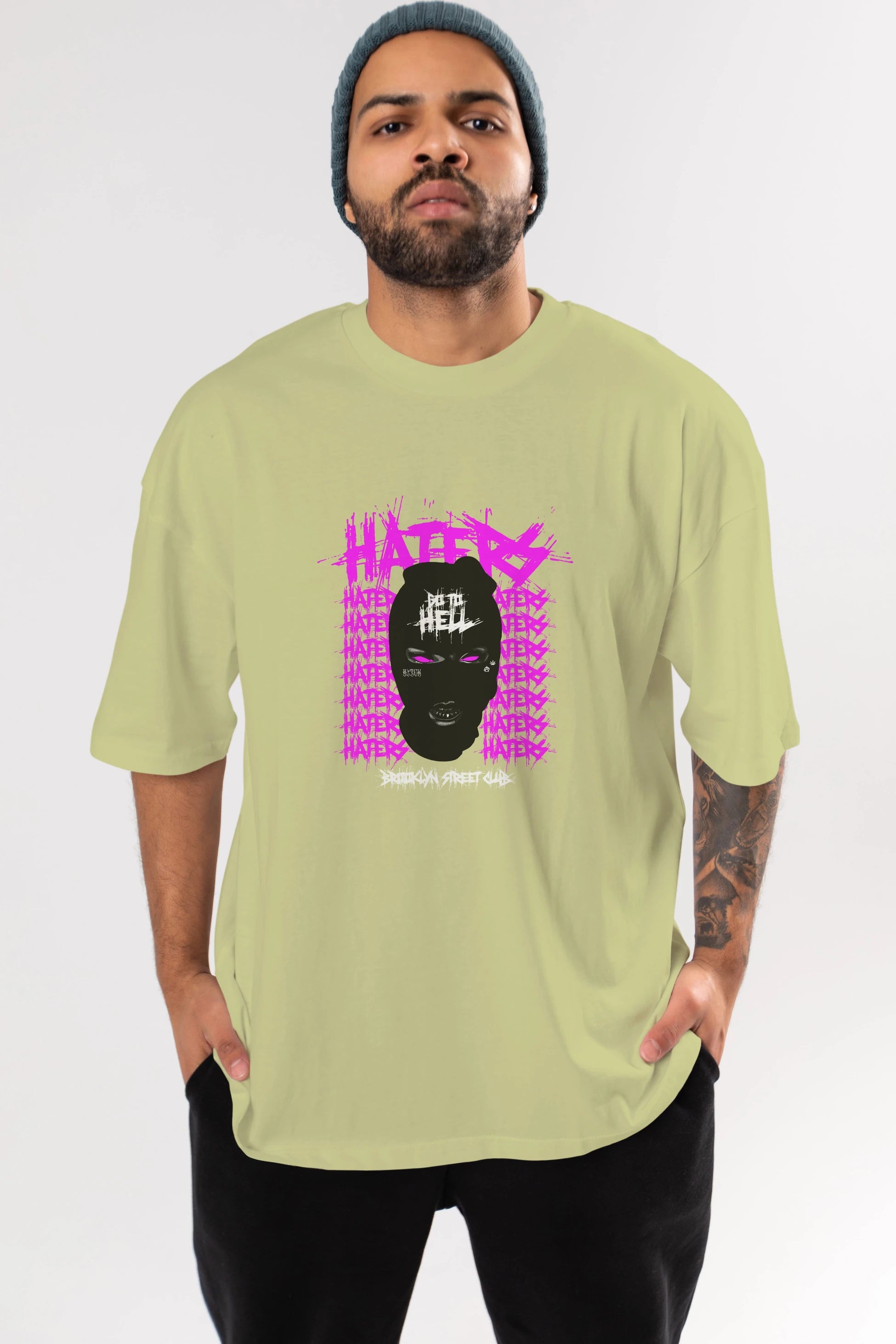 Haters Brooklyn Street Club Ön Baskılı Oversize t-shirt Erkek Kadın Unisex