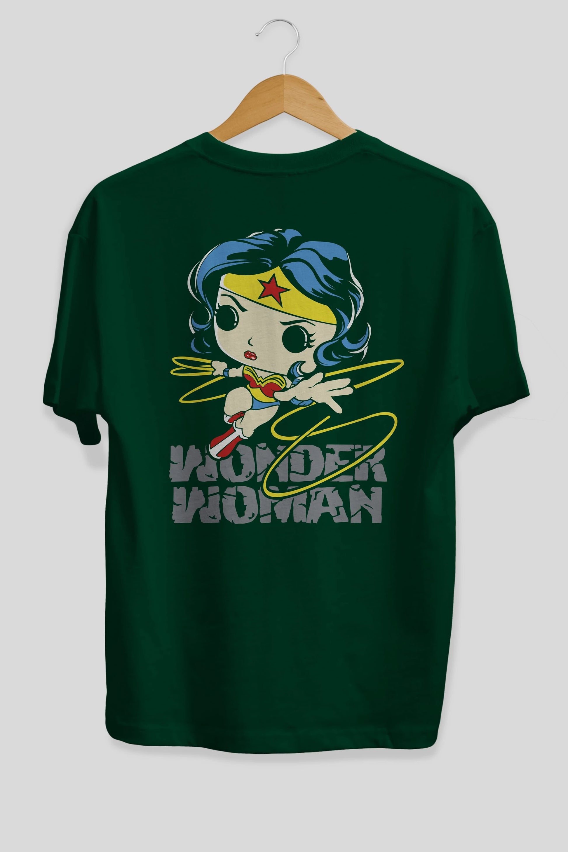 Wonder Woman Arka Baskılı Oversize t-shirt Erkek Kadın Unisex %100 Pamuk Bisiklet Yaka tişort