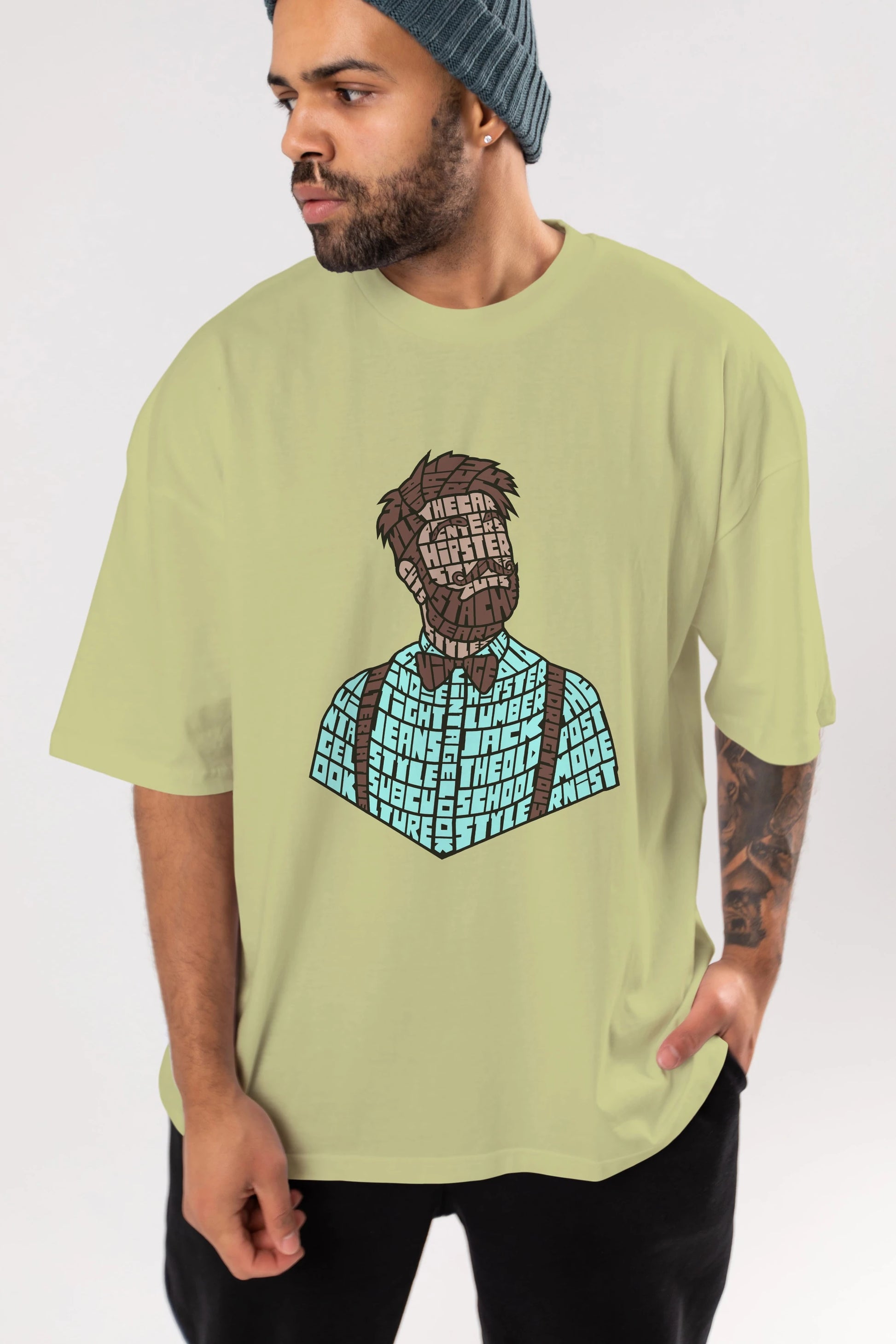 Hipster (2) Ön Baskılı Oversize t-shirt %100 pamuk Erkek Kadın Unisex