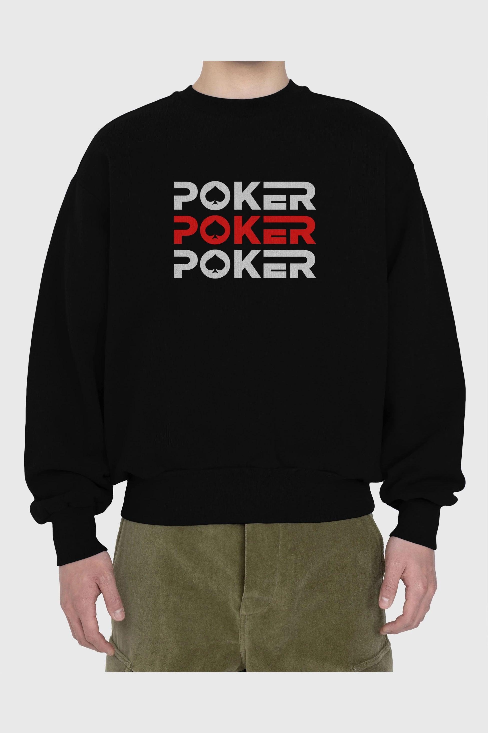 Poker Ön Baskılı Oversize Sweatshirt Erkek Kadın Unisex