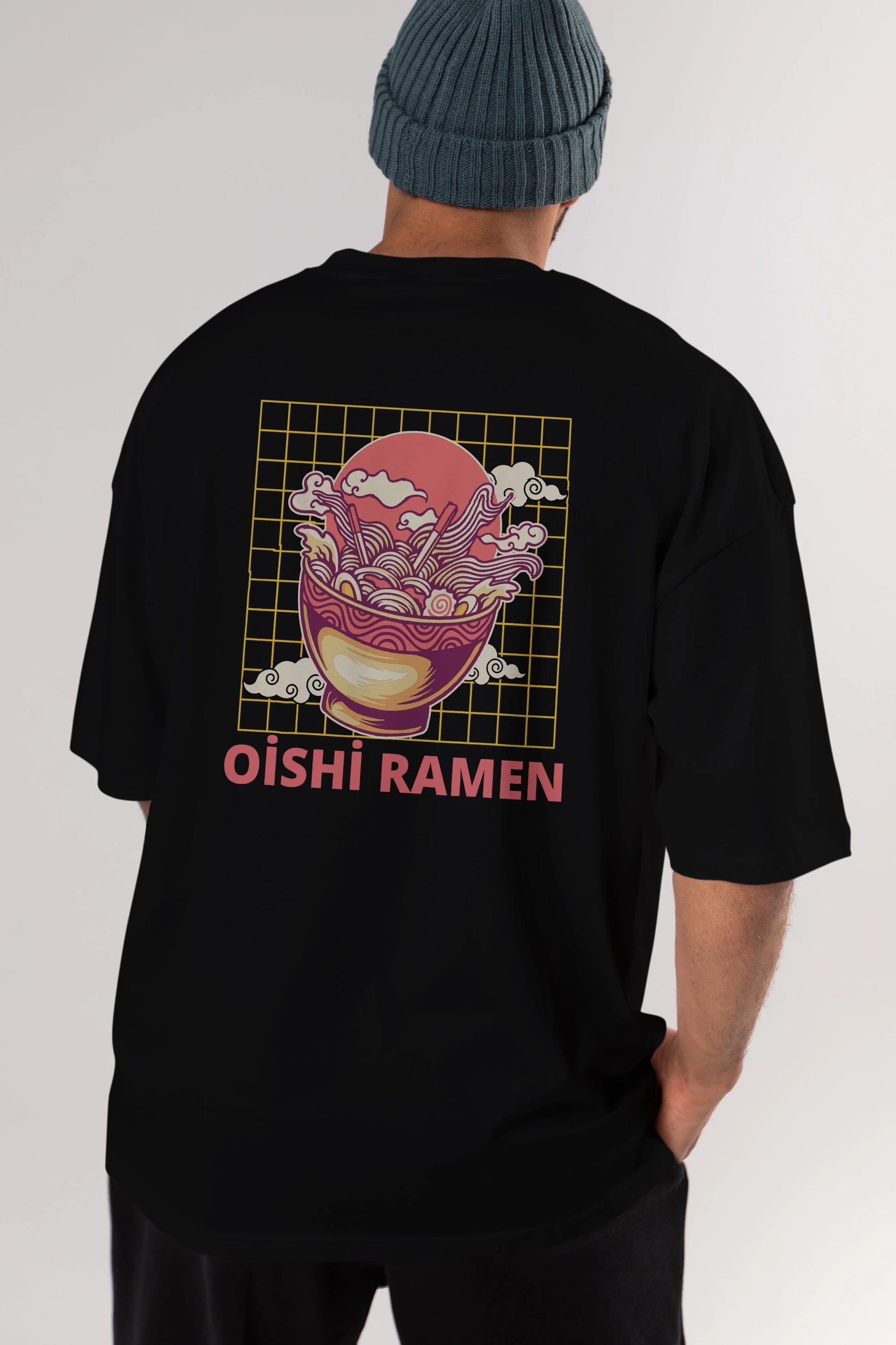 Oishi Ramen Yazılı Arka Baskılı Oversize t-shirt Erkek Kadın Unisex