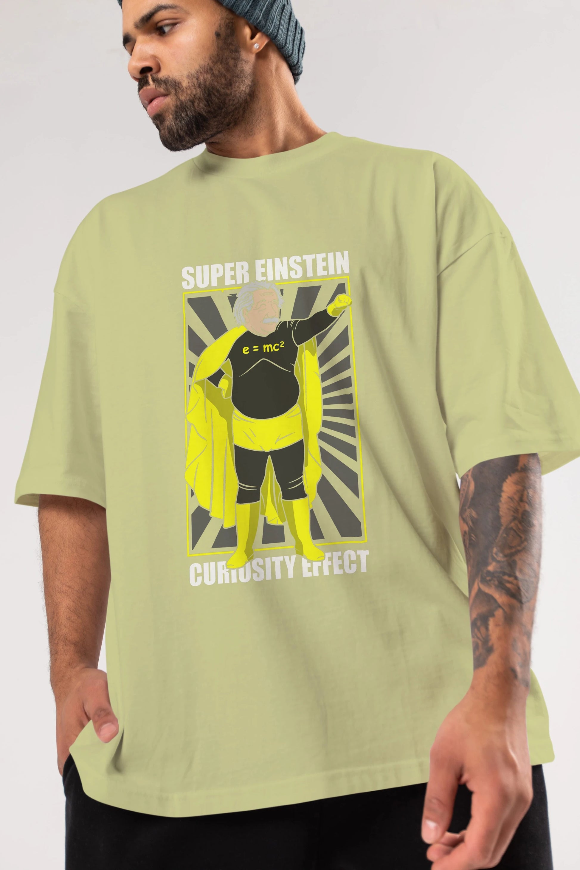 Super Einsten Ön Baskılı Oversize t-shirt Erkek Kadın Unisex %100 Pamuk tişort