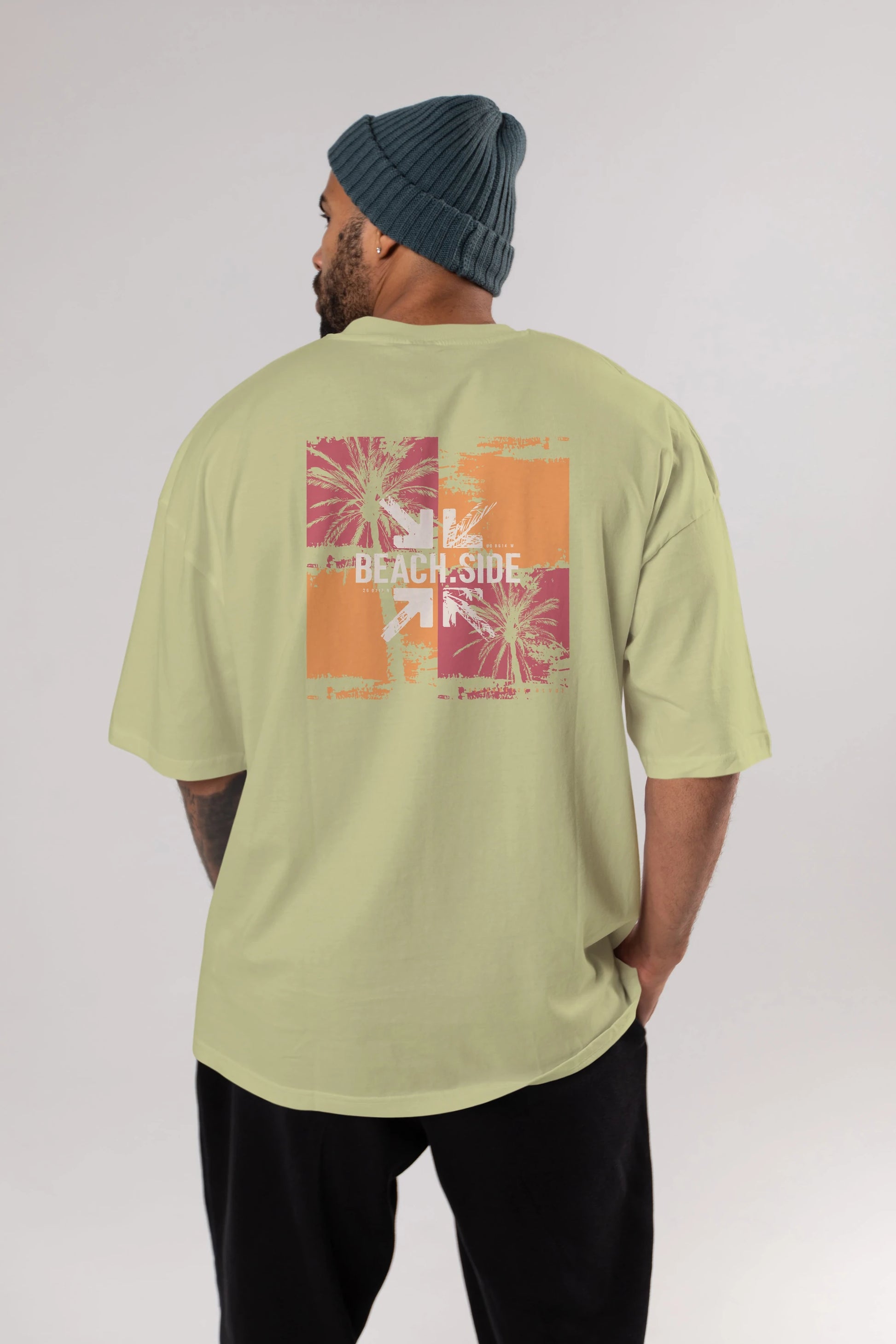 Beach Side Arka Baskılı Oversize t-shirt Erkek Kadın Unisex
