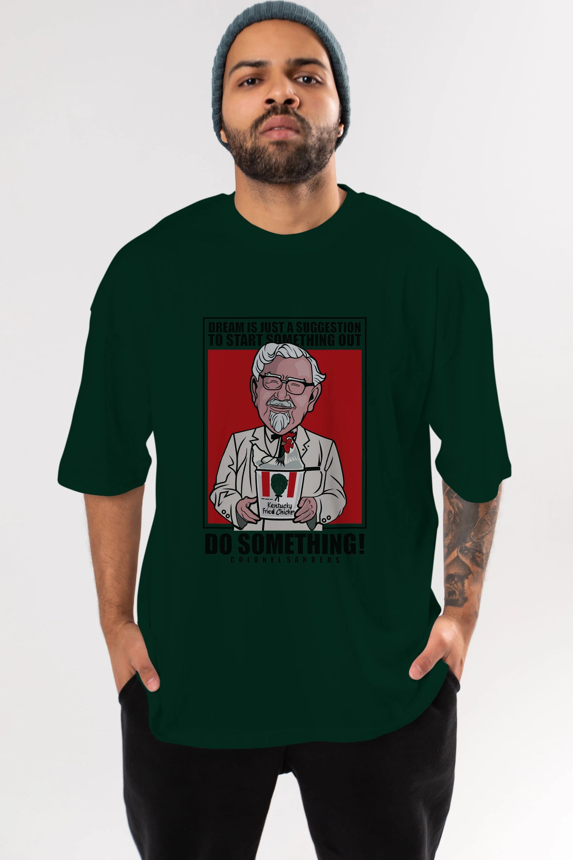 Colonel Sanders Ön Baskılı Oversize t-shirt Erkek Kadın Unisex %100 Pamuk tişort