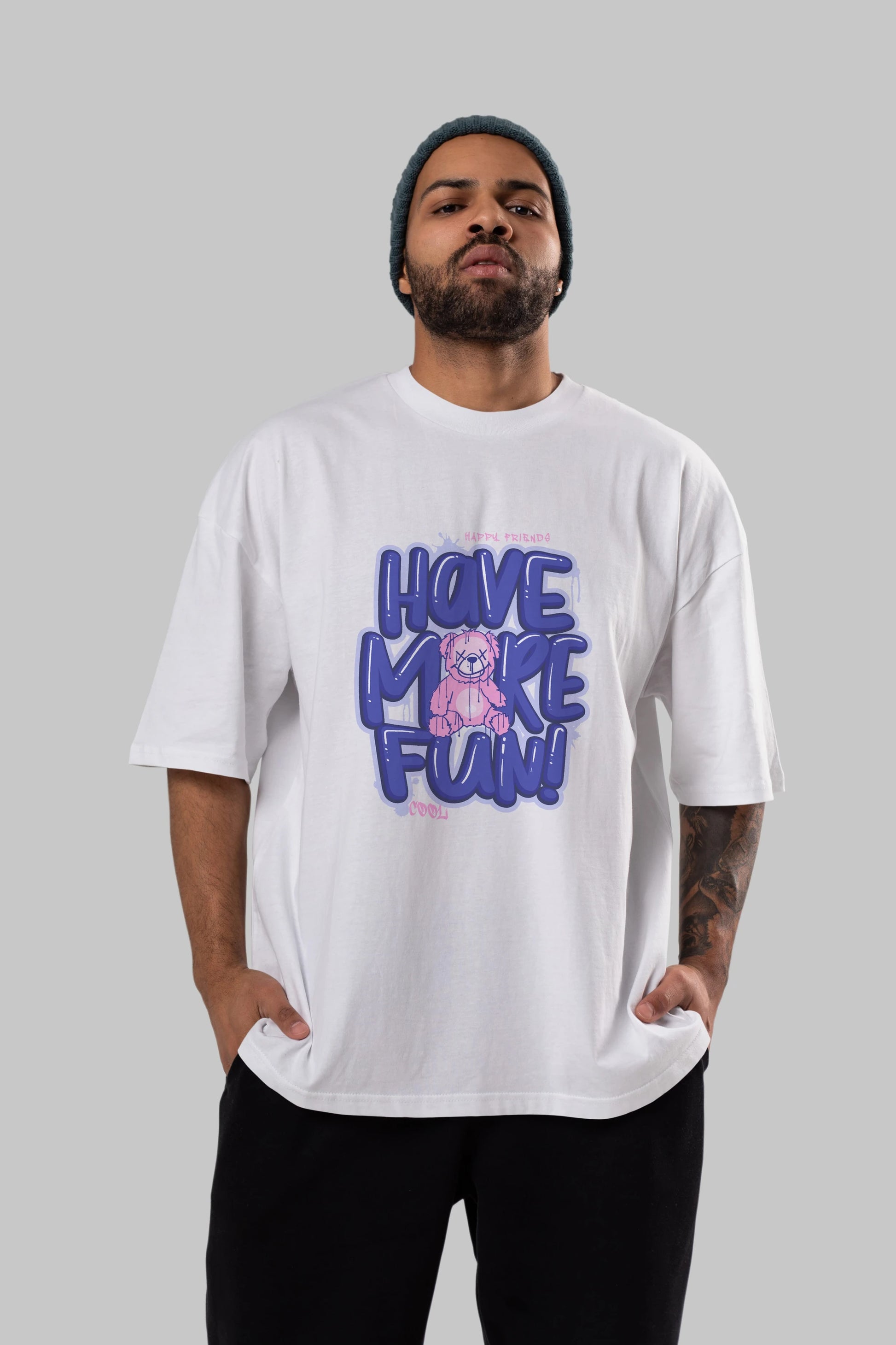 Have More Fun Bear Ön Baskılı Oversize t-shirt Erkek Kadın Unisex