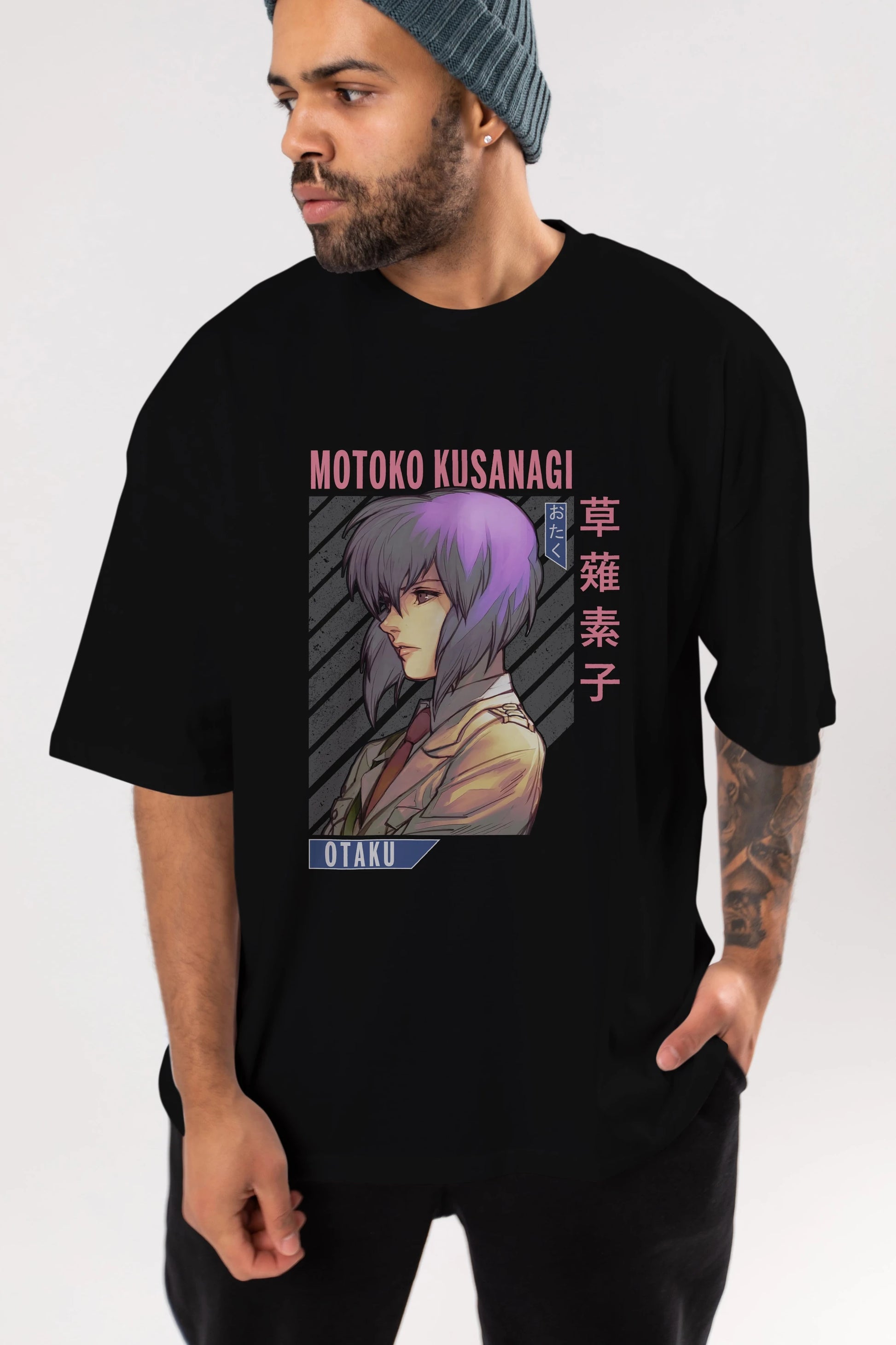 Motoko Kusanagi 4 Anime Ön Baskılı Oversize t-shirt %100 pamuk Erkek Kadın Unisex