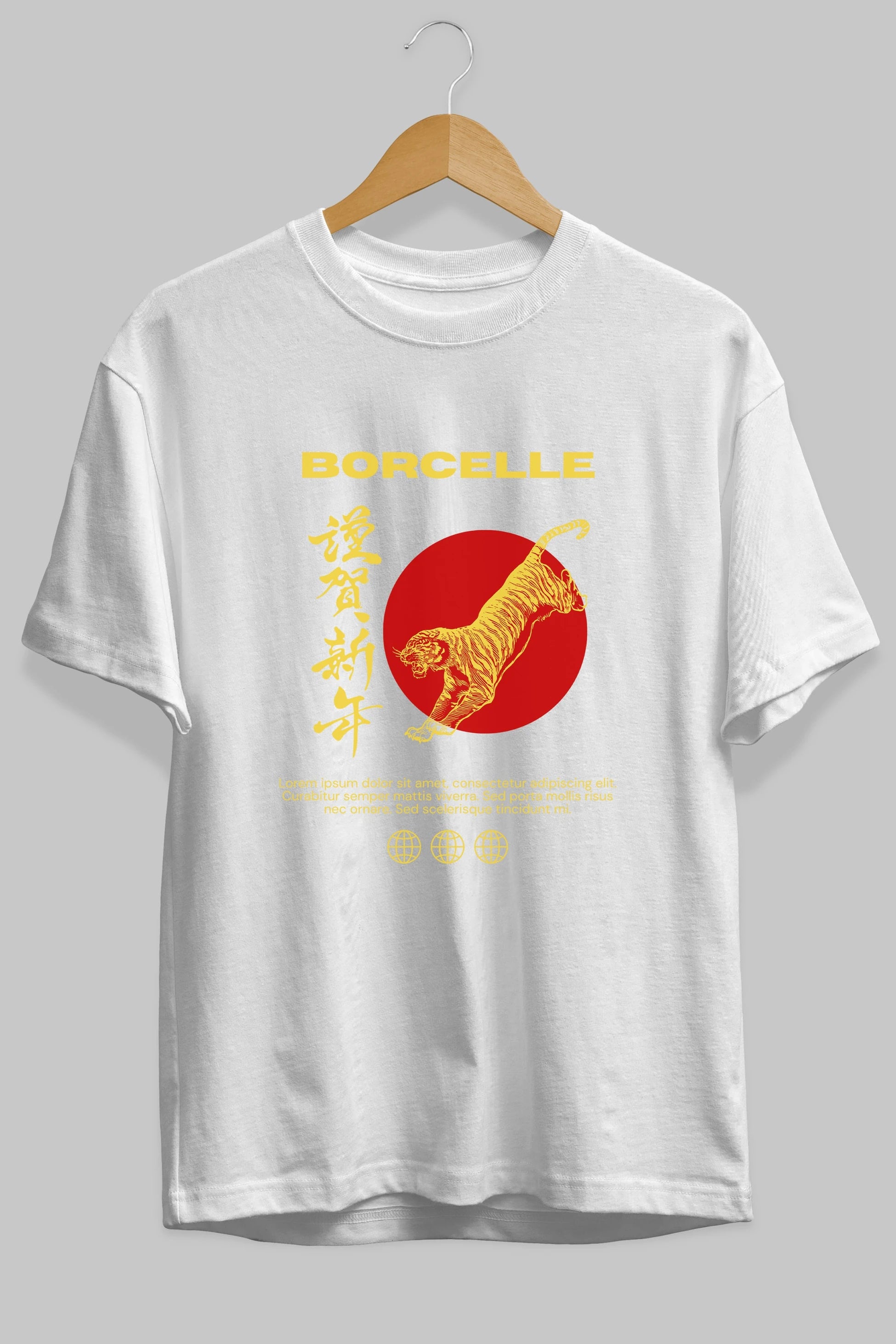 Borcelle Tiger Streetwear Ön Baskılı Oversize t-shirt Erkek Kadın Unisex