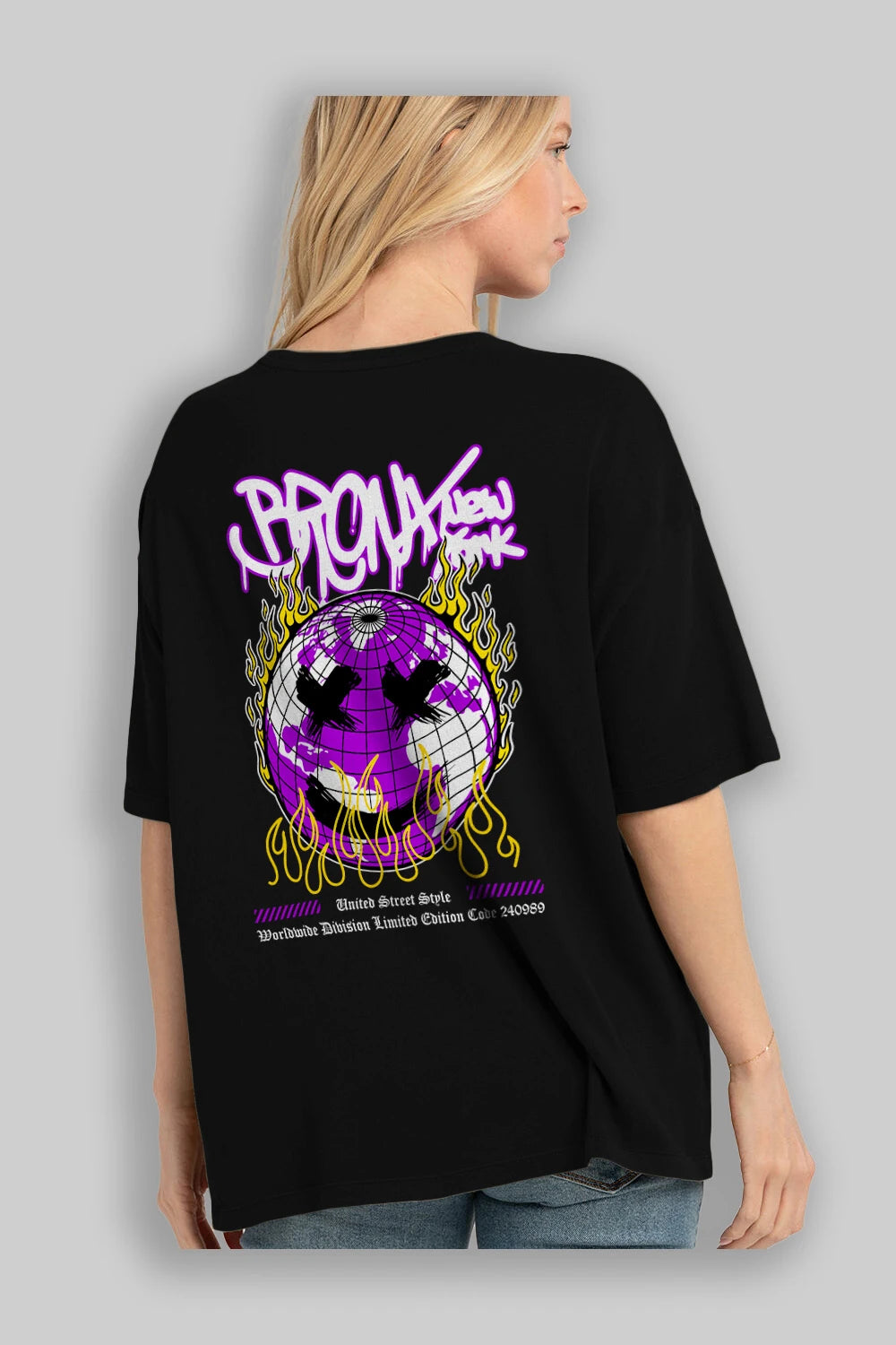 Bronx New York Arka Baskılı Oversize t-shirt Erkek Kadın Unisex