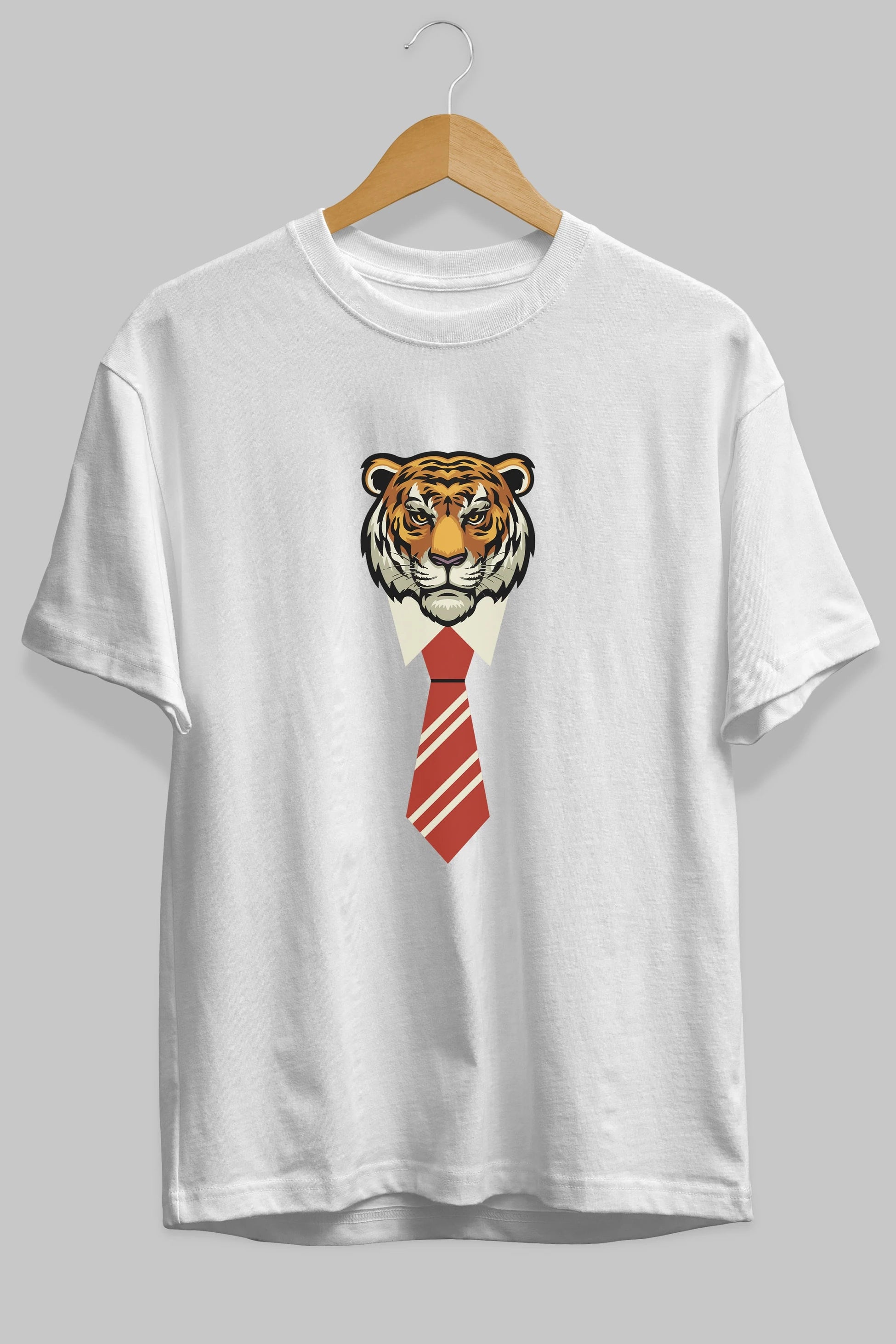Tiger With Tie Ön Baskılı Oversize t-shirt Erkek Kadın Unisex