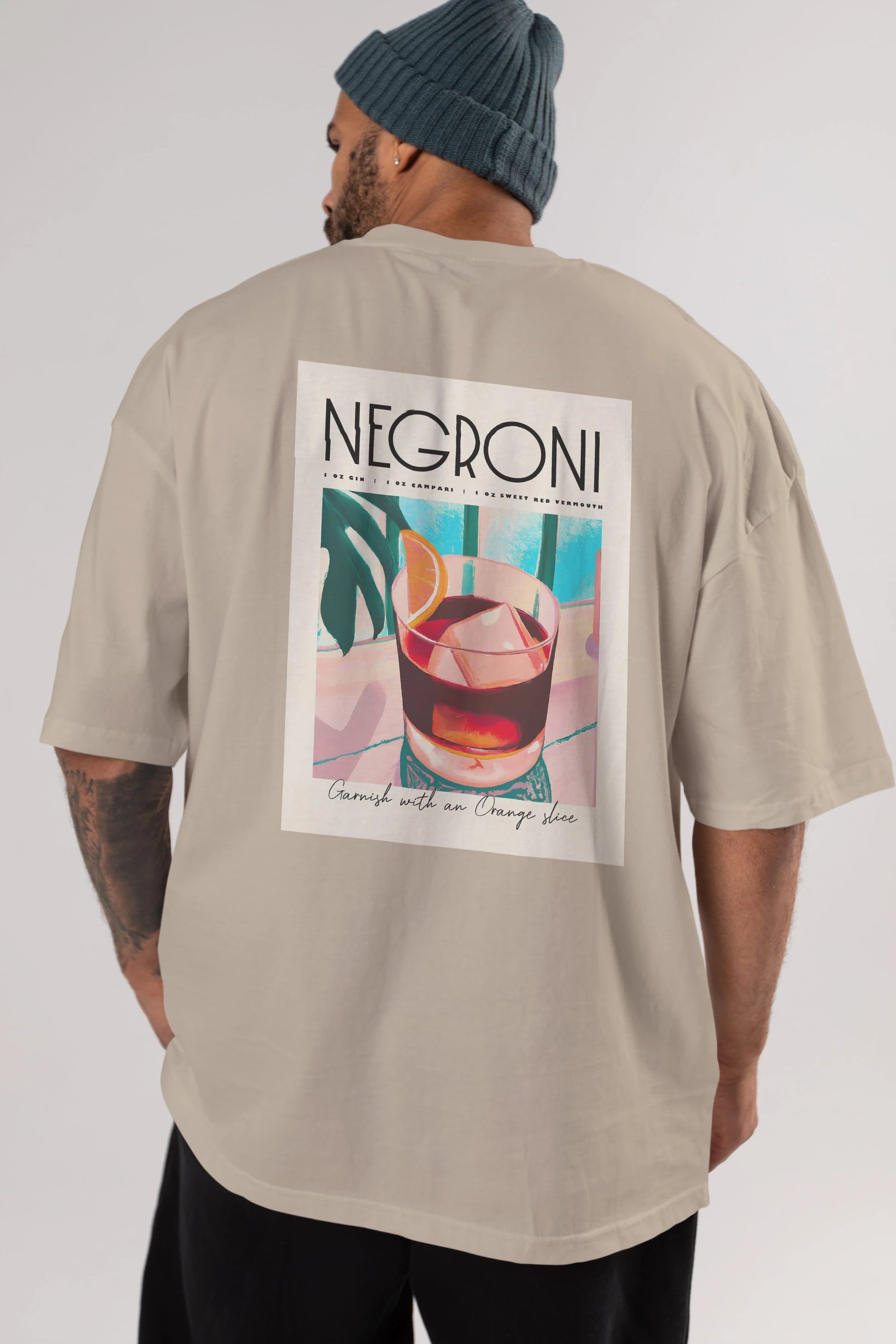 Negroni 4 Arka Baskılı Oversize t-shirt Erkek Kadın Unisex %100 Pamuk Bisiklet Yaka tişort