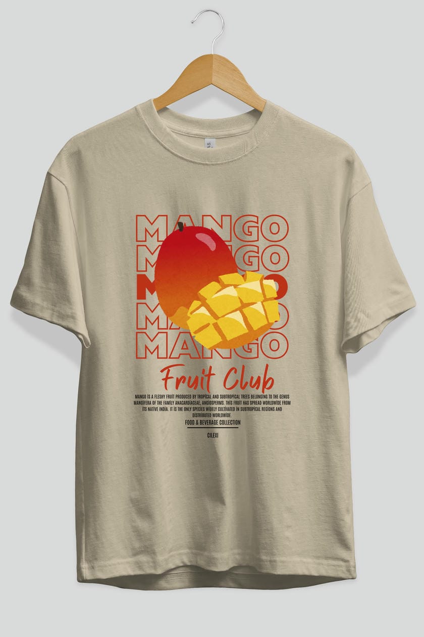 Mango Ön Baskılı Oversize t-shirt Erkek Kadın Pamuk Bisiklet Yaka tişort