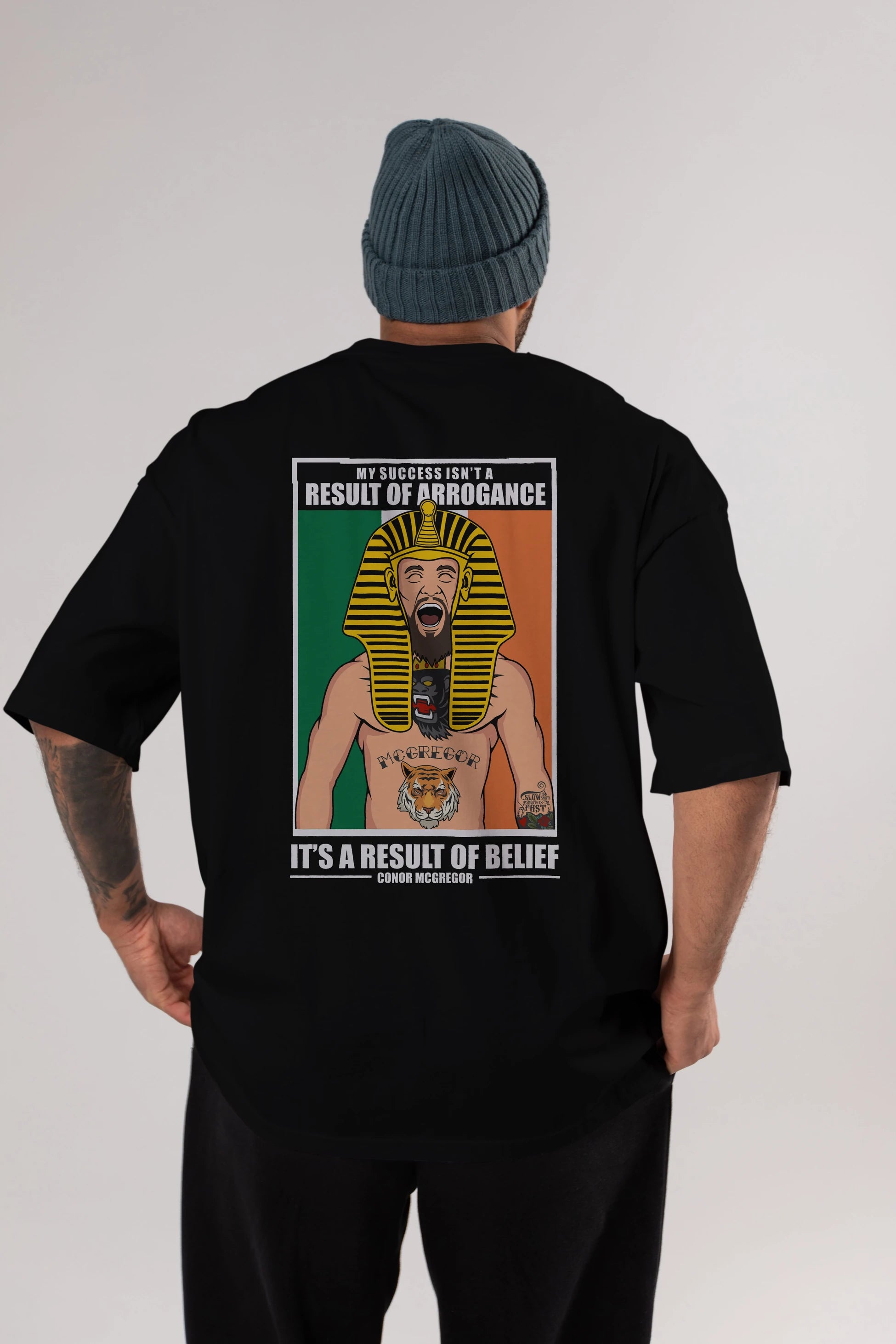 McGregor Pharaoh Arka Baskılı Oversize t-shirt Erkek Kadın Unisex %100 Pamuk tişort
