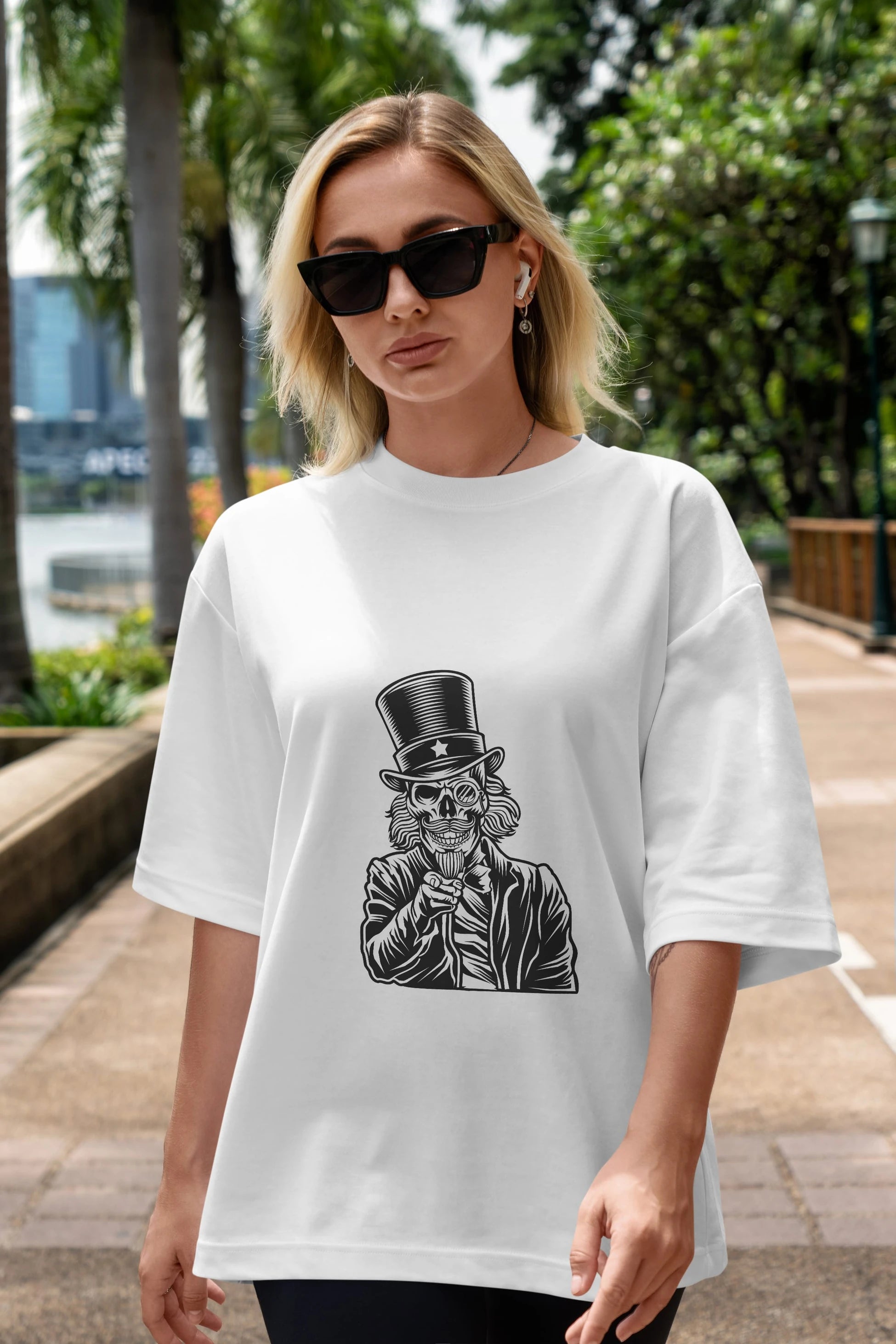 I Want You Skull Ön Baskılı Oversize t-shirt Erkek Kadın Unisex %100 Pamuk tişort