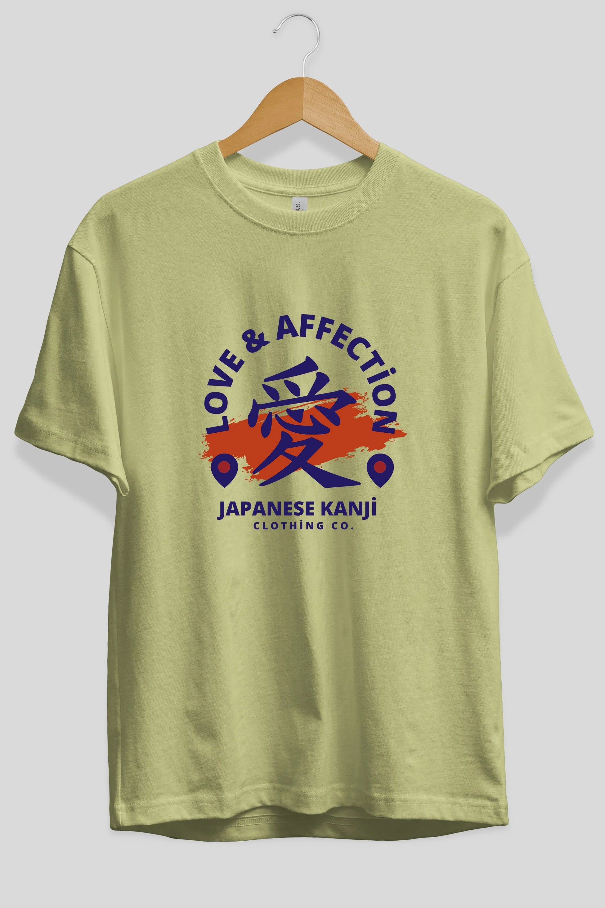 Love Affection Japanese Yazılı Ön Baskılı Oversize t-shirt Erkek Kadın Unisex