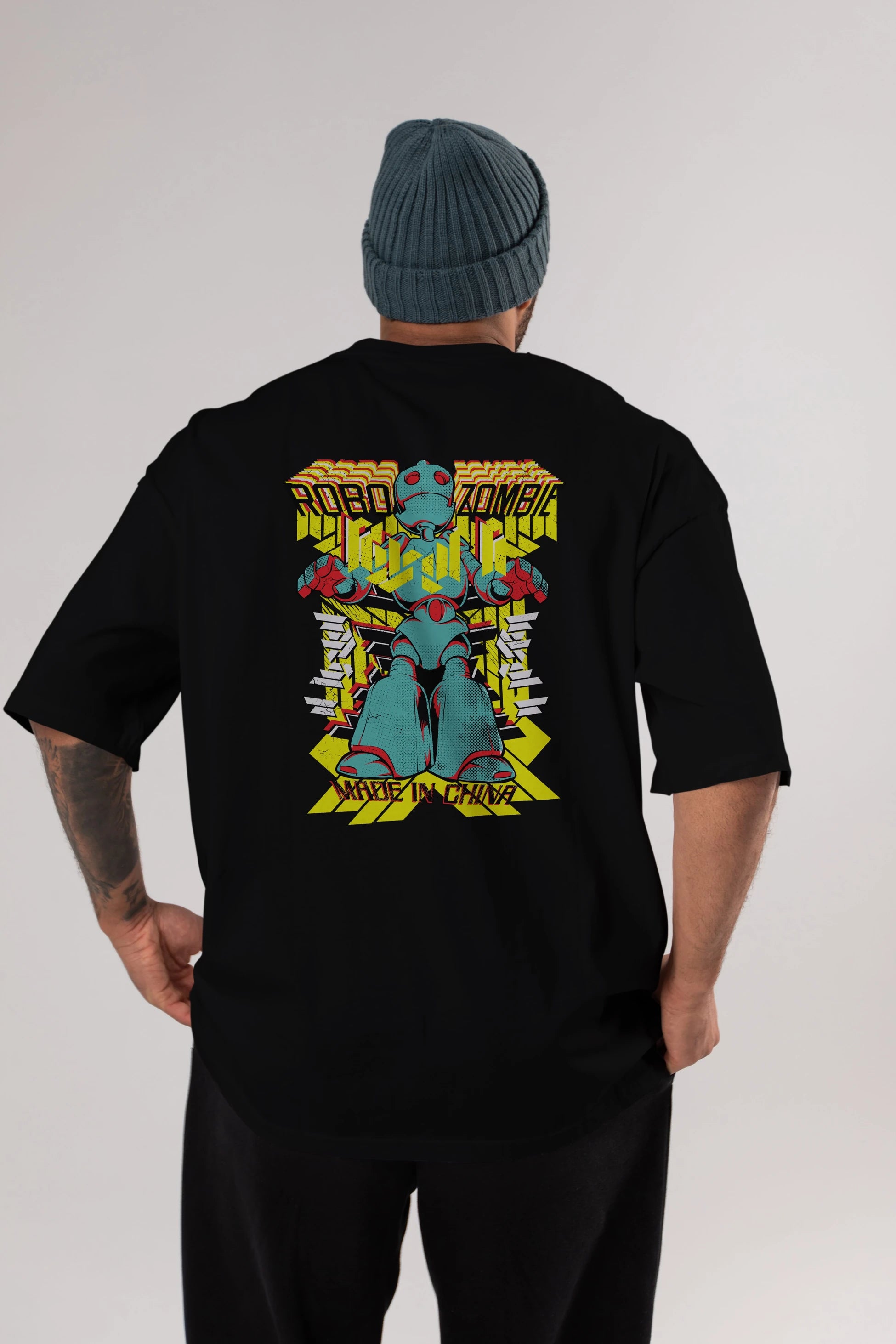 Robo Zombie Arka Baskılı Oversize t-shirt Erkek Kadın Unisex