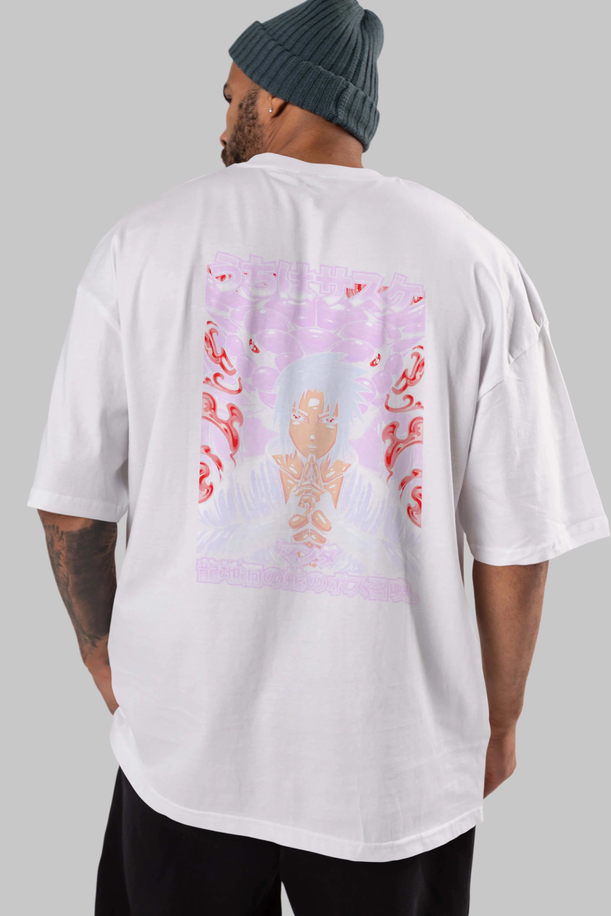 NARUTO SASUKE UCHIHA Anime Arka Baskılı Oversize t-shirt Erkek Kadın Unisex