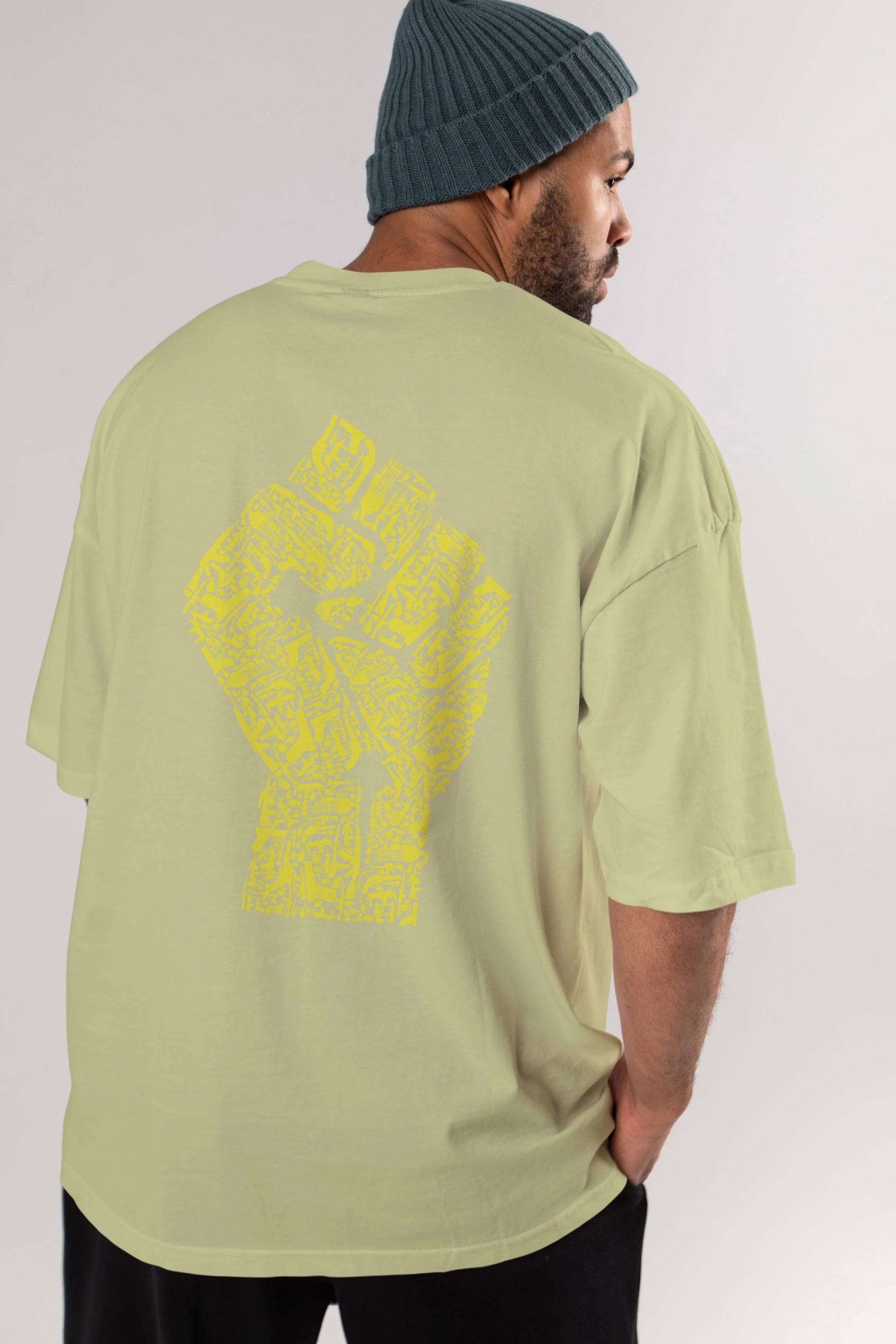 Hand Of Revolution Arka Baskılı Oversize t-shirt %100 pamuk Erkek Kadın Unisex