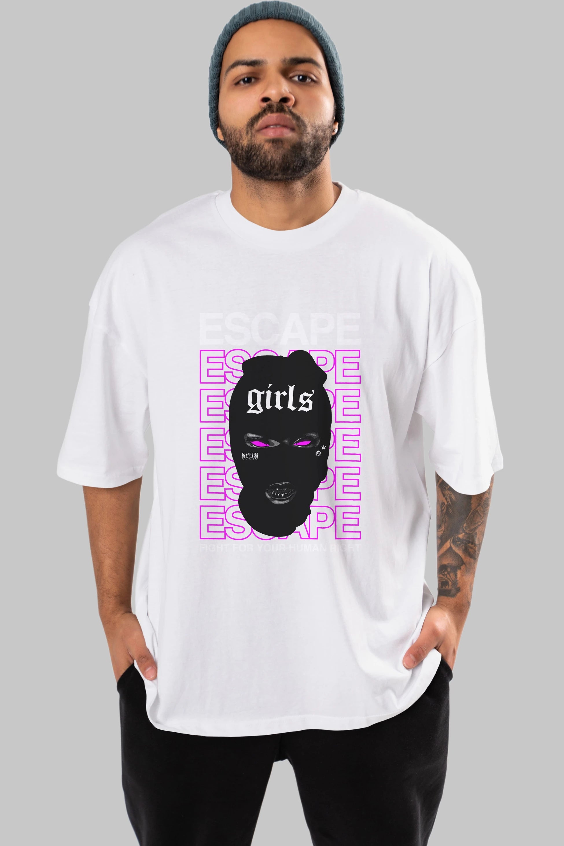 Escape Girl Ön Baskılı Oversize t-shirt Erkek Kadın Unisex