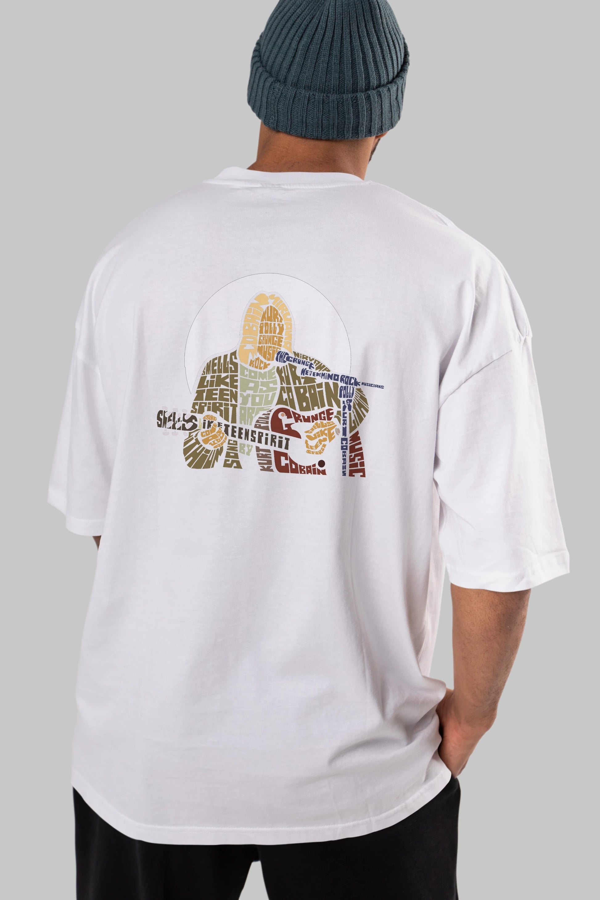 Kurt Cobain Arka Baskılı Oversize t-shirt %100 pamuk Erkek Kadın Unisex