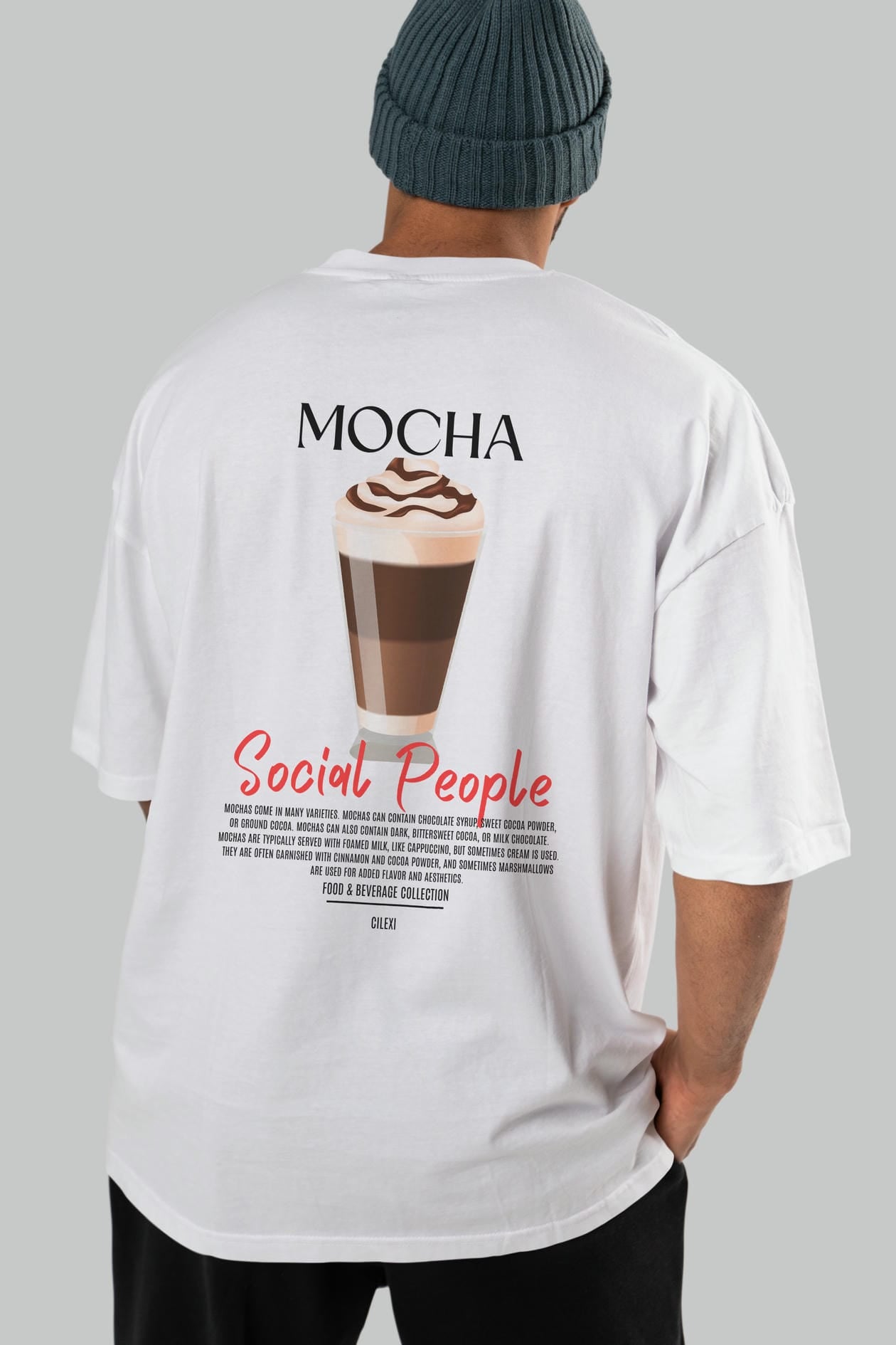 Mocha Kokteyl Serisi Baskılı Oversize t-shirt Erkek Kadın Unisex %100 Pamuk Bisiklet Yaka tişort