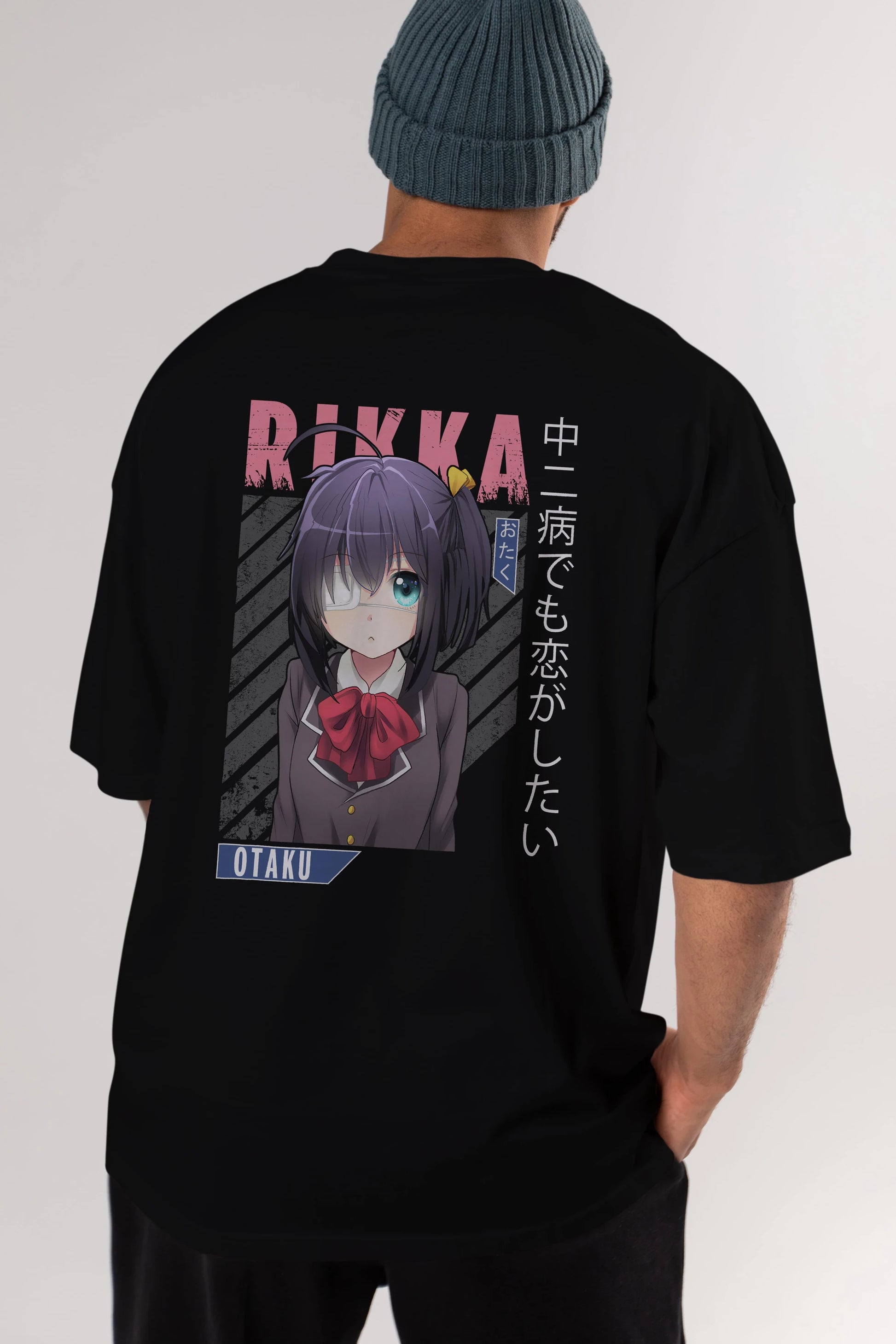 Rikka Takanashi 9 Anime Arka Baskılı Oversize t-shirt Erkek Kadın Unisex