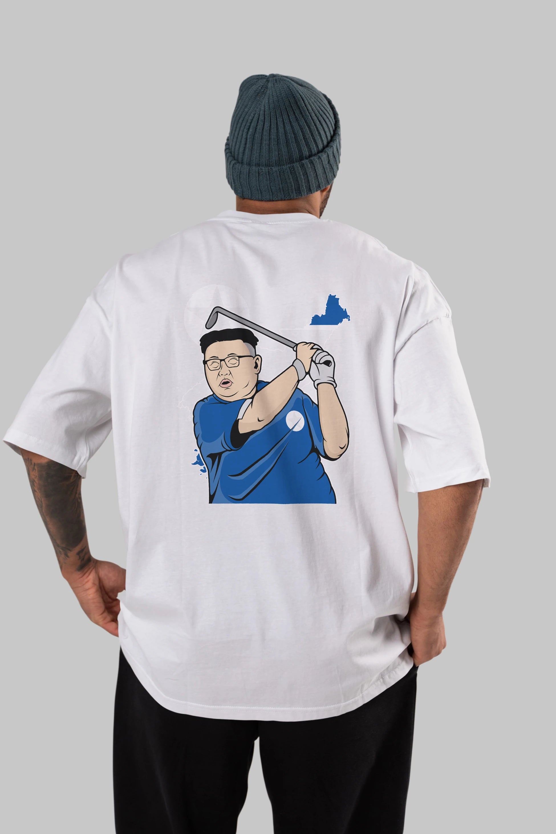 Kim Golf Arka Baskılı Oversize t-shirt Erkek Kadın Unisex %100 Pamuk tişort