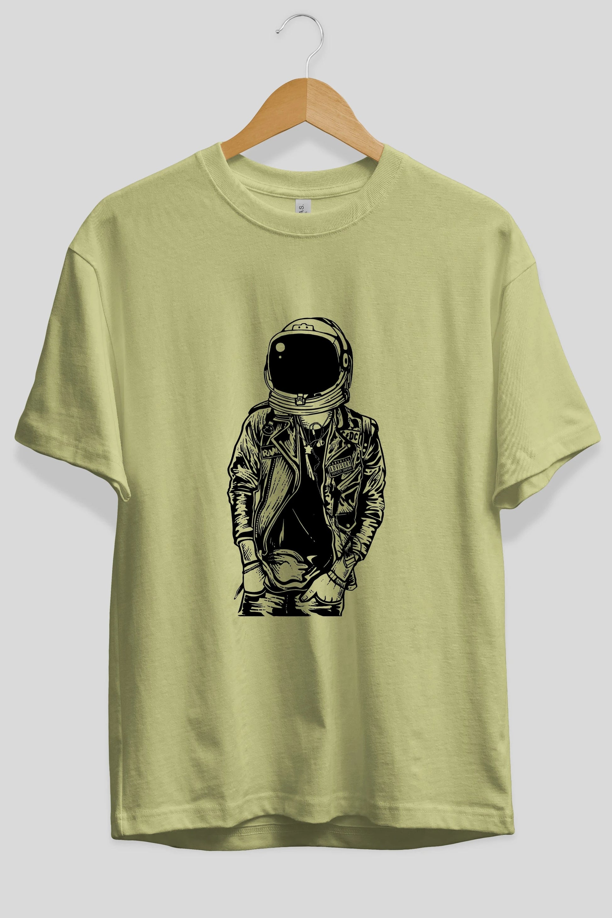 Astronaut Punkster Ön Baskılı Oversize t-shirt Erkek Kadın Unisex %100 Pamuk tişort